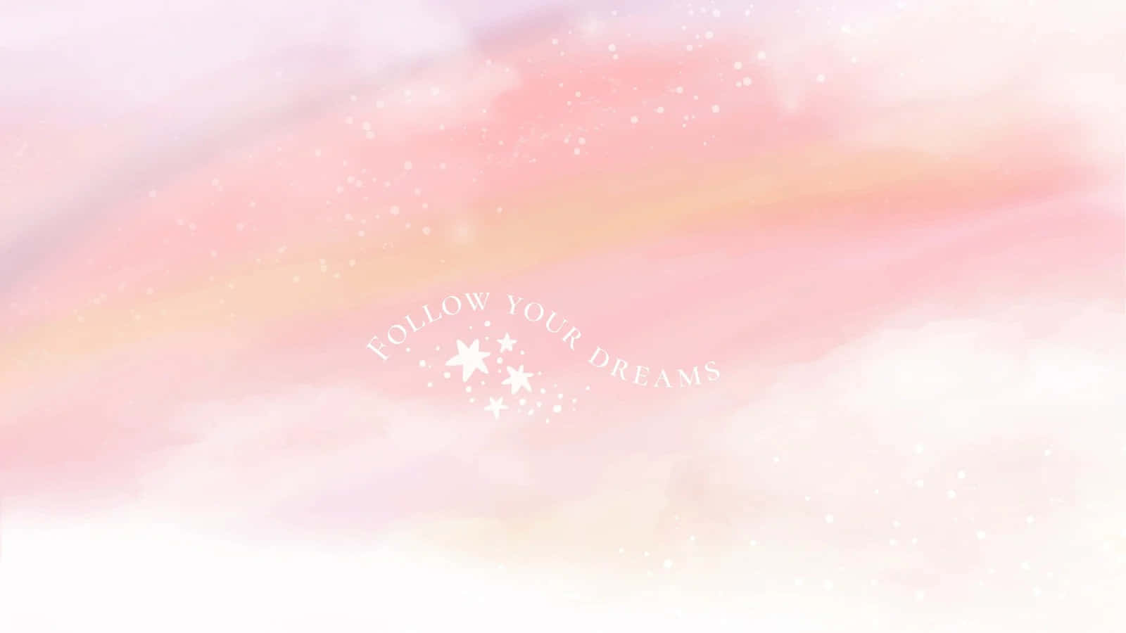 Pastel Cute 桌布 壁紙 — 柔和嘅粉彩天空，帶有溫柔嘅漸變同閃爍嘅星星，為一句振奮人心嘅說話「追隨你嘅夢想」形成一個夢幻嘅背景。