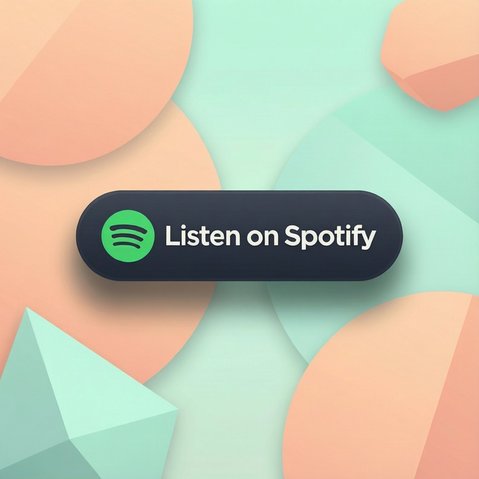 粉彩幾何背景上的 Spotify 聆聽按鈕