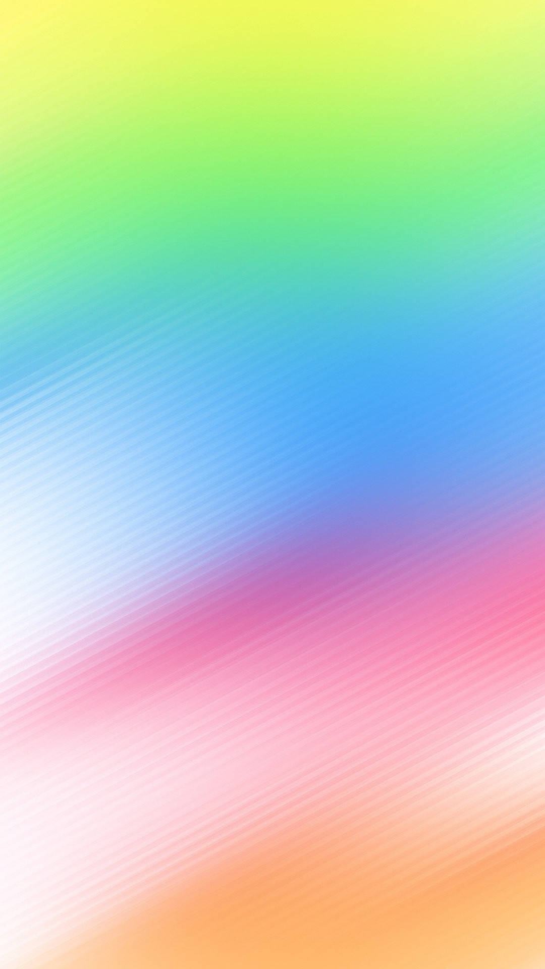 柔和彩虹色 iPhone 8 動態背景 壁紙 — 充滿活力的漸變牆紙，帶有混合黃色、綠色、藍色、粉紅色和橙色的對角線條紋。