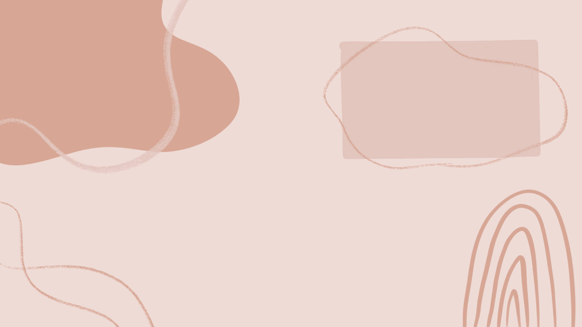 Beige Minimalist 桌布 壁紙 — 柔和抽象形狀以淡蜜桃色調漂浮在粉彩背景上，帶有精緻的手繪輪廓。