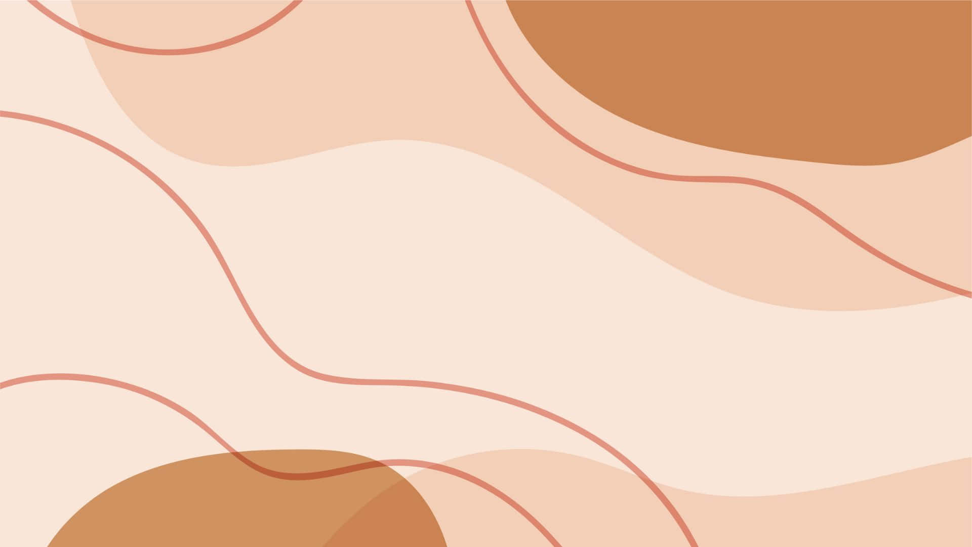 Brown Abstract 桌布 壁紙 — 柔和抽象形狀以溫暖大地色調在極簡背景上輕輕流動。