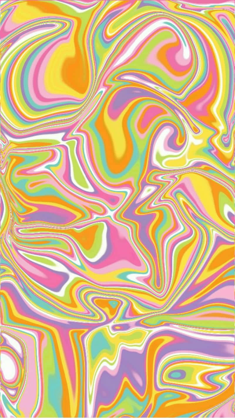 動態抽象藝術作品，帶有旋轉的螢光色彩和流暢的有機形狀。