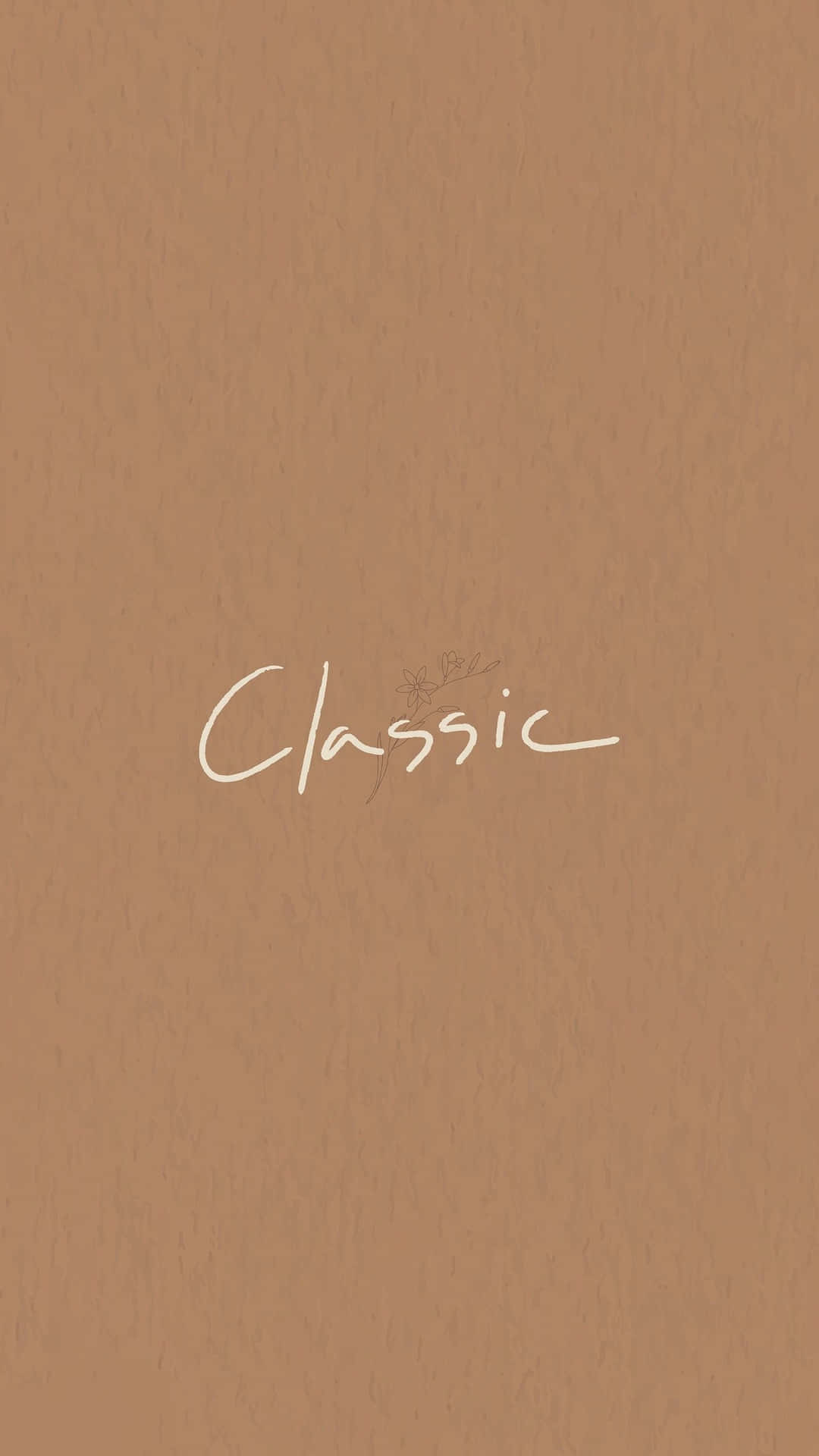 米色紋理背景，白色草書字體寫著「Classic」。