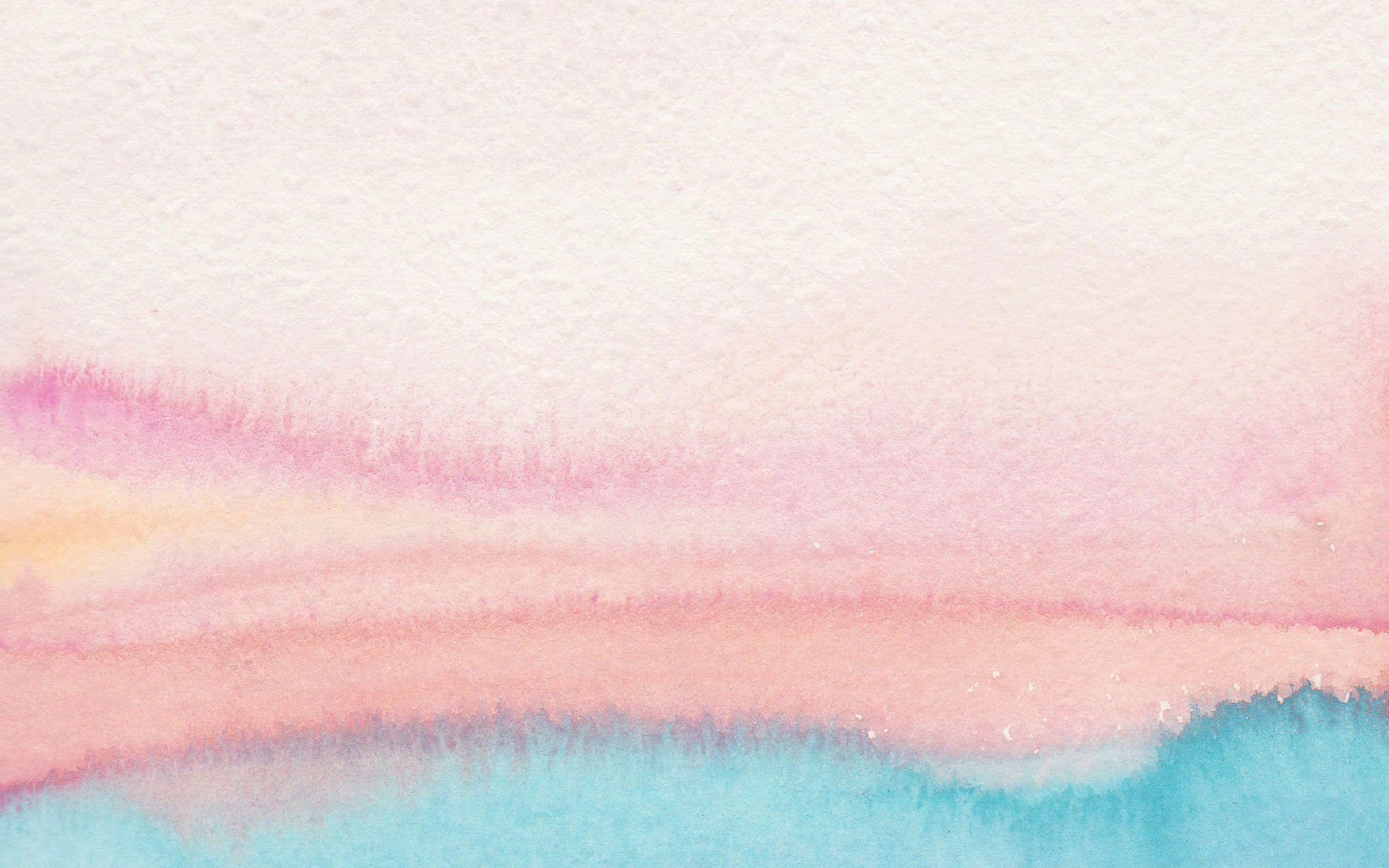 Pink Watercolor 桌布 壁紙 — 柔和的水彩洗滌在紋理紙上混合了粉彩粉紅、黃色和藍色，創造出夢幻般的抽象漸變。