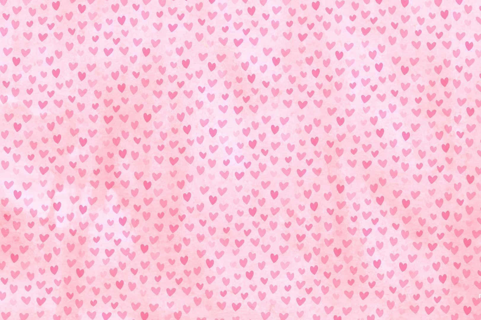 Heart Pattern 桌布 壁紙 — 柔和的水彩背景，散落著不同深淺的粉紅色心形，營造出溫柔浪漫的質感。