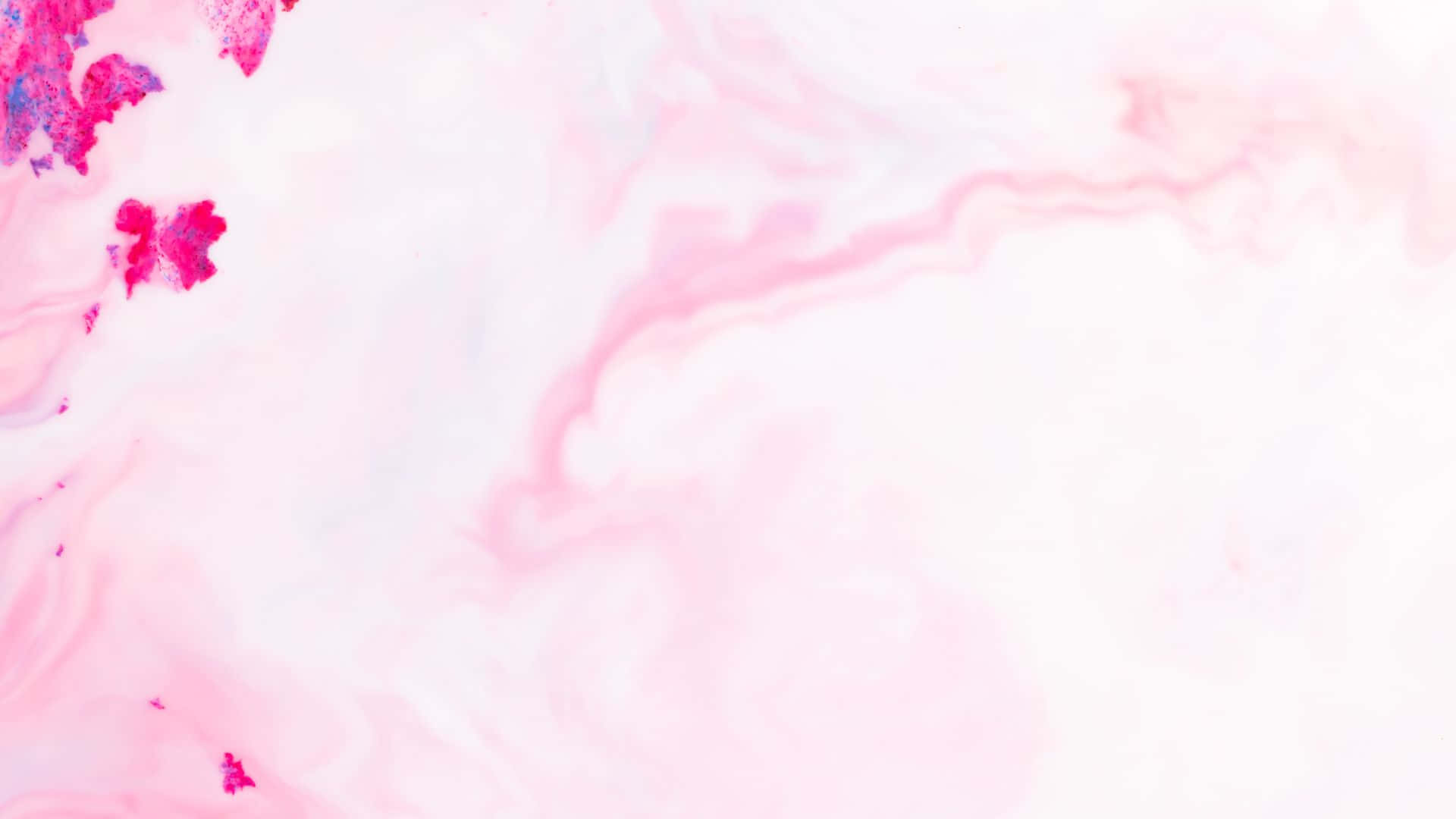 Pink Pattern 桌布 壁紙 — 柔和的粉紅與白色油漆漩渦，加上充滿活力的洋紅色潑濺，營造出夢幻般的抽象構圖。