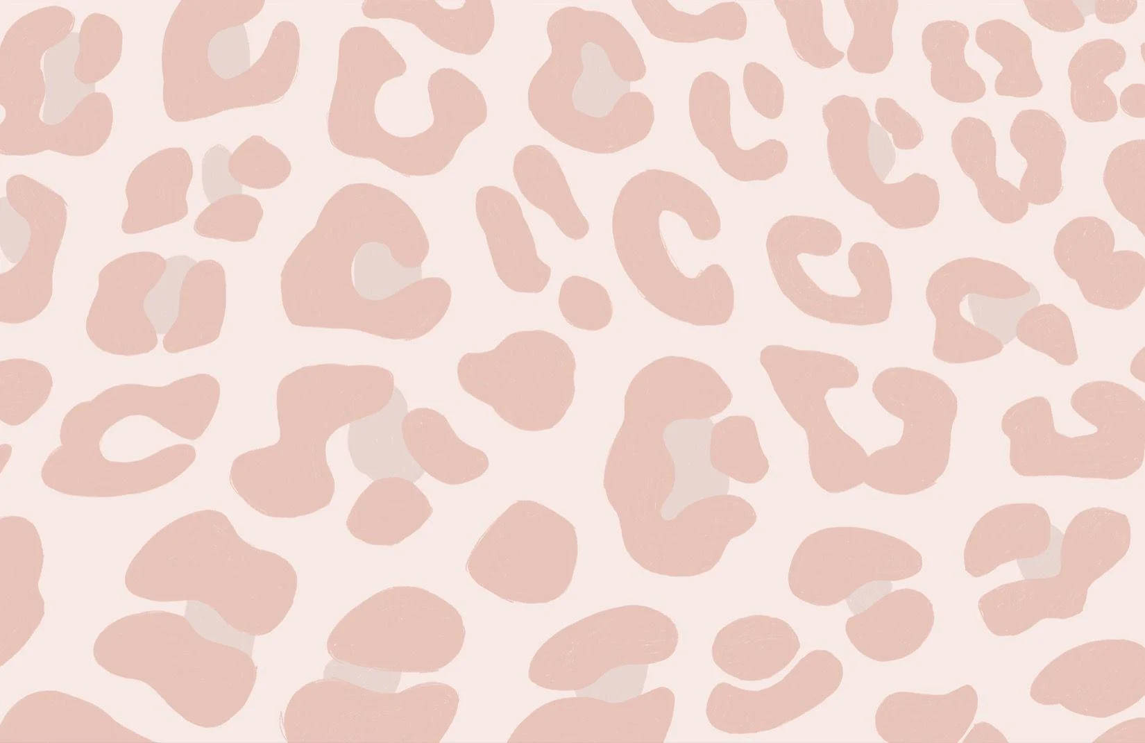 Leopard Print 桌布 壁紙 — 柔和的粉紅色和米色豹紋圖案，色調柔和，形狀有機。