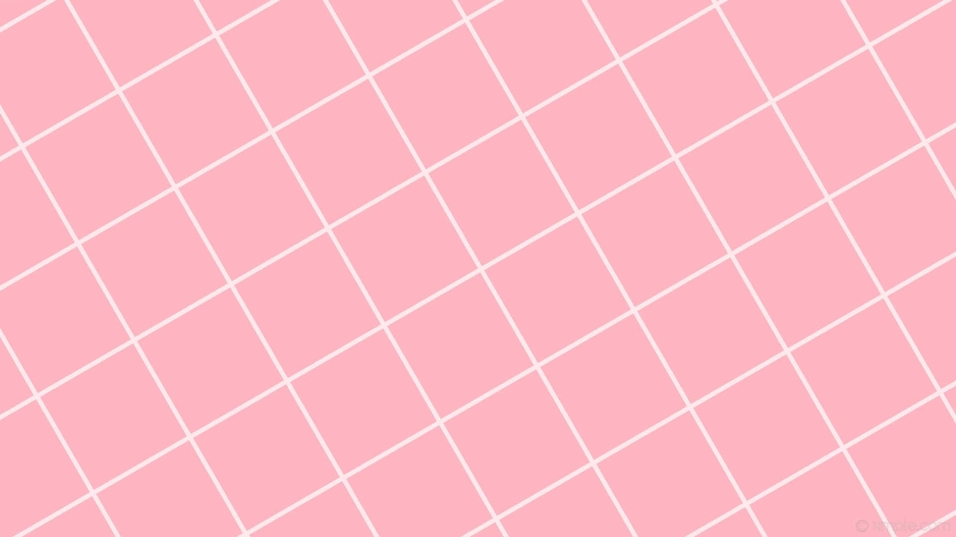 Pastel Aesthetic Grid 桌布 壁紙 — 柔和的粉紅色背景，帶有乾淨的白色對角線網格圖案，營造出現代簡約美學。