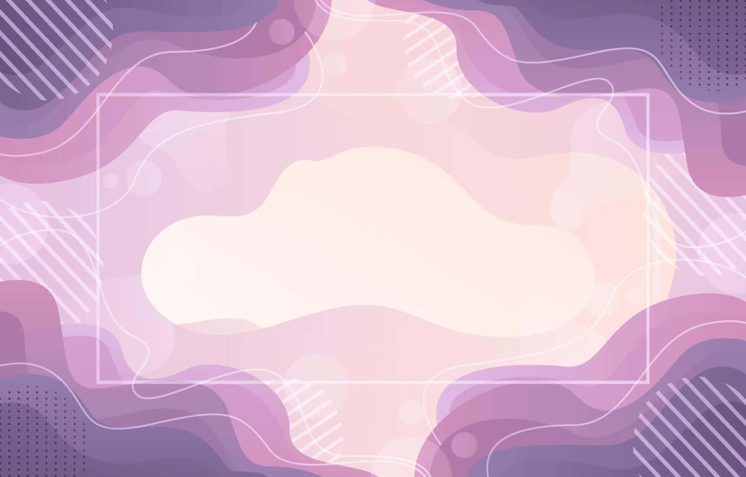 Pastel Abstract 桌布 壁紙 — 柔和的粉紫色抽象背景，流動的波浪和幾何圖案環繞著中央的奶油色空間。