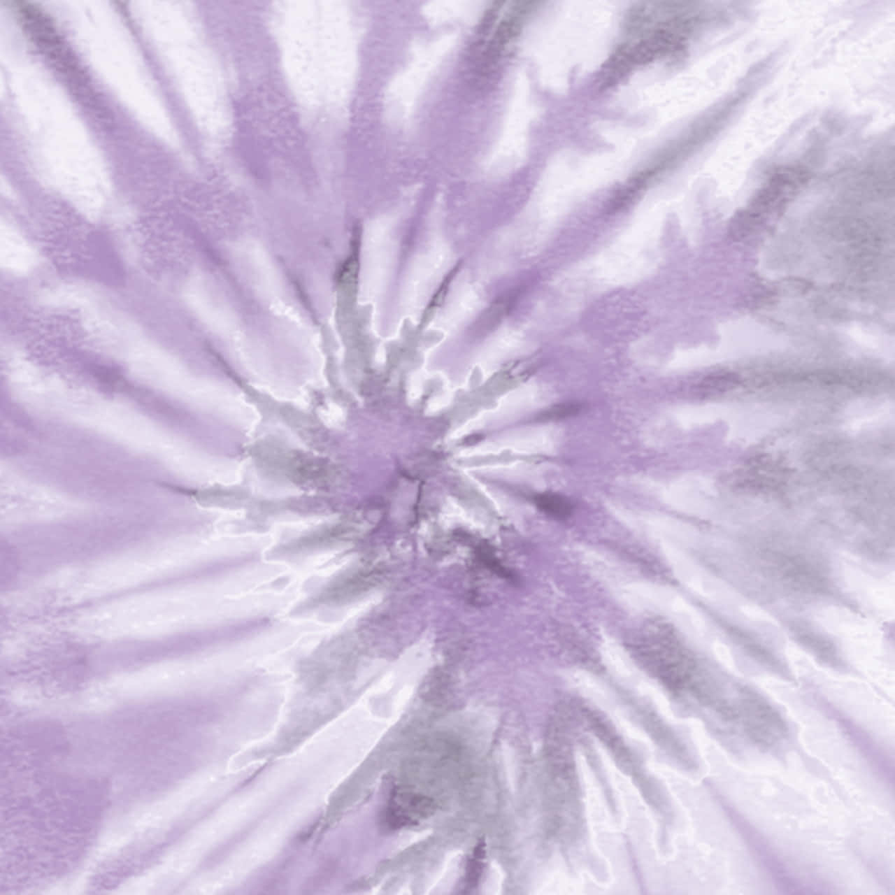 Purple Tie Dye 桌布 壁紙 — 柔和的薰衣草和白色紮染圖案以星爆設計向外輻射，帶有紋理筆觸效果。
