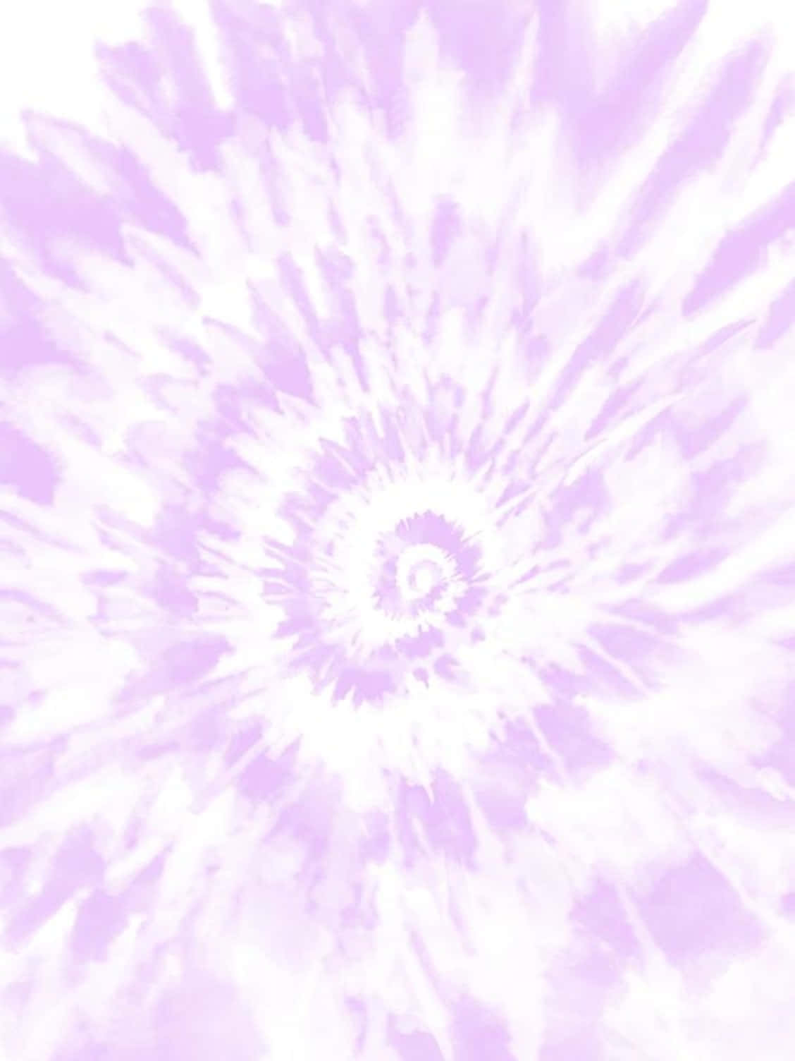 Purple Tie Dye 桌布 壁紙 — 柔和的薰衣草螺旋從明亮的白色中心向外輻射，形成夢幻般的抽象圖案。