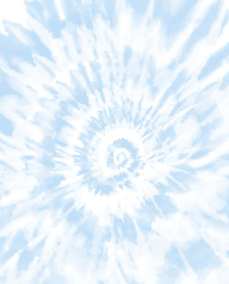 Pastel Tie Dye 桌布 壁紙 — 柔和的藍色和白色漩渦螺旋圖案向外輻射，如同宇宙漩渦或抽象扎染設計。