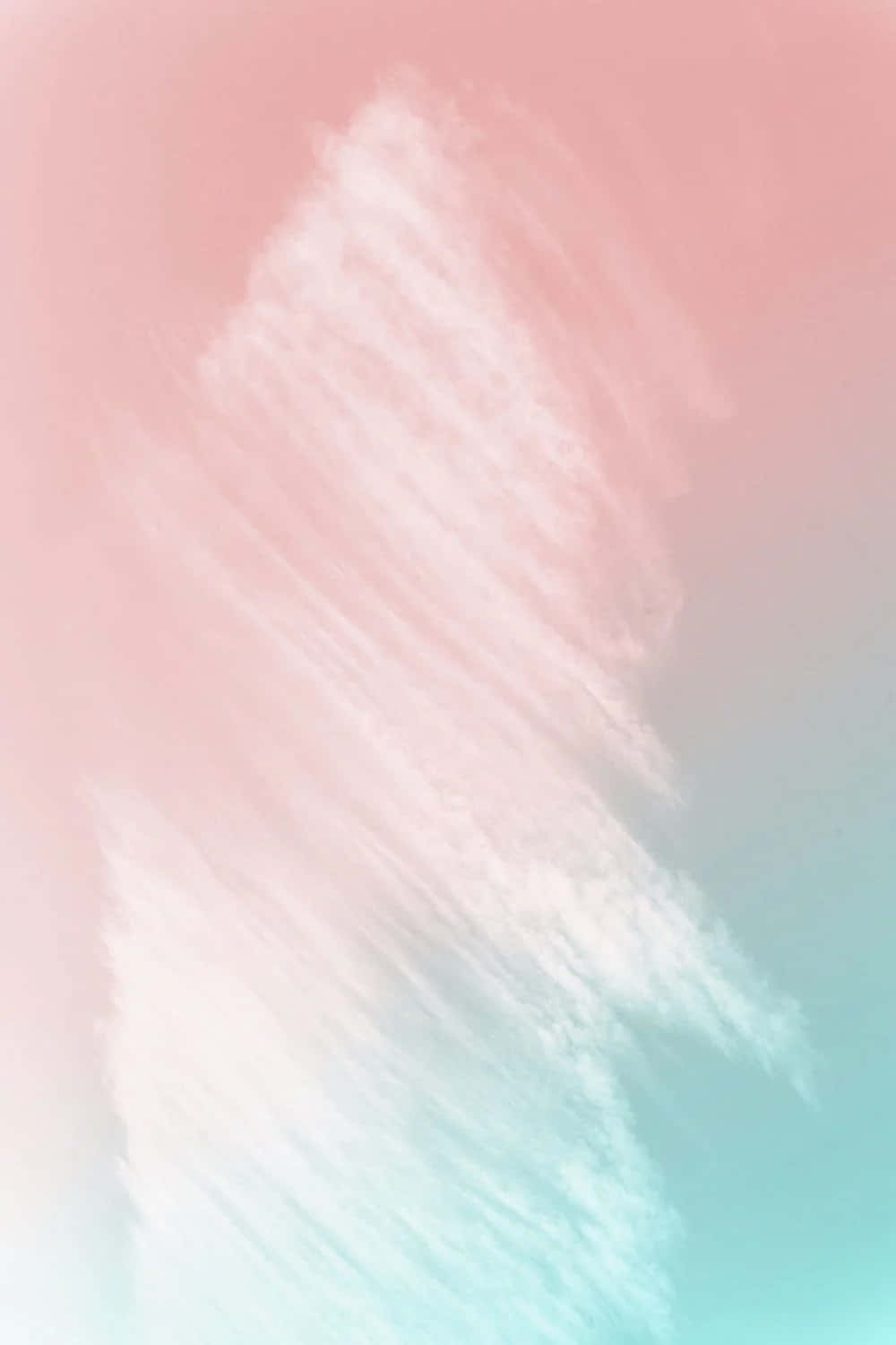 Pastel Cute 桌布 壁紙 — 柔和粉彩漸變，帶有對角白色筆觸，融合粉紅和藍綠色調。
