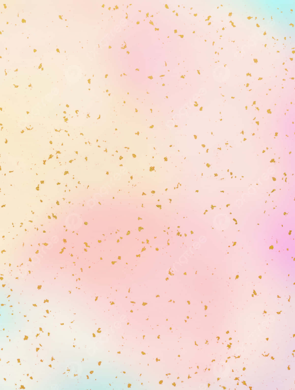 Pink Girly 桌布 壁紙 — 柔和粉彩漸變背景，散落金色斑點，營造夢幻空靈效果。