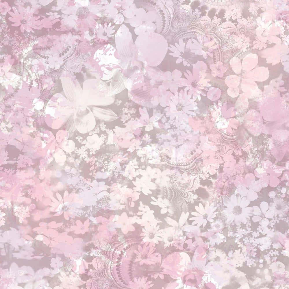 Rose Pattern 桌布 壁紙 — 柔和粉紅與白色花卉牆紙，帶有層疊精緻花朵及華麗佩斯利圖案。