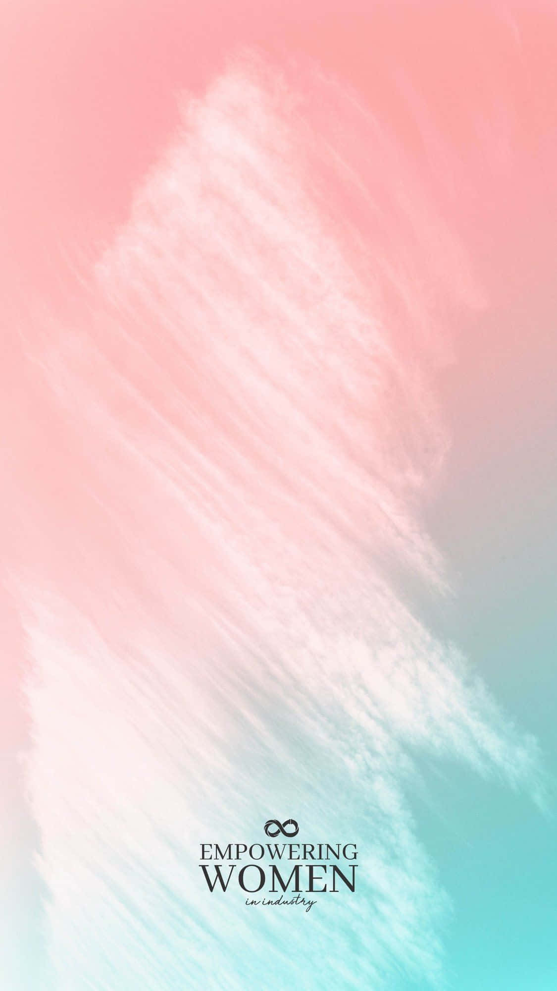 Empowerment 桌布 壁紙 — 柔和粉紅與青綠漸變，帶有白色筆觸紋理及賦權女性文字。