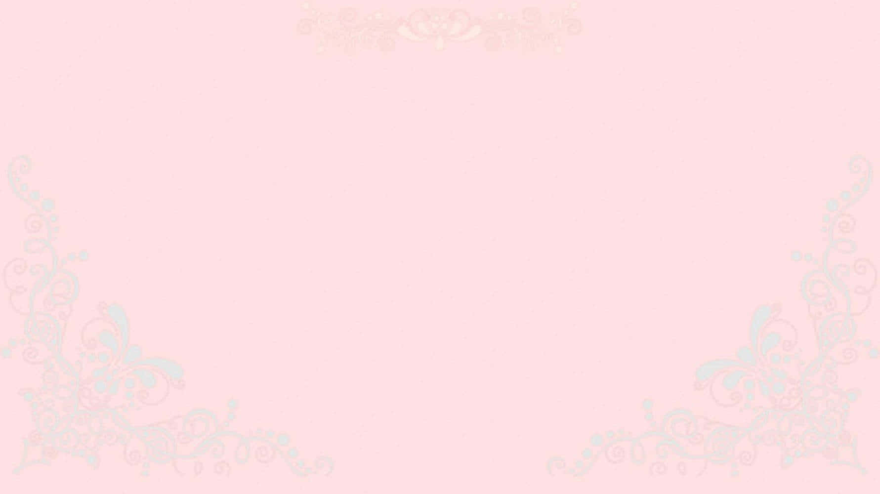 Solid Pastel 桌布 壁紙 — 柔和粉紅色背景，帶有精緻的粉彩花卉角落裝飾和微妙的裝飾邊框。