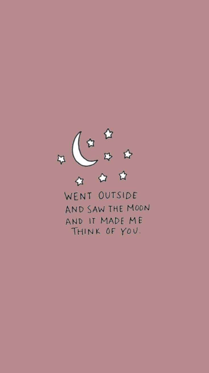 Soft Girl Aesthetic 桌布 壁紙 — 柔和粉紅色背景上，新月和星星的極簡插圖，附有手寫文字。