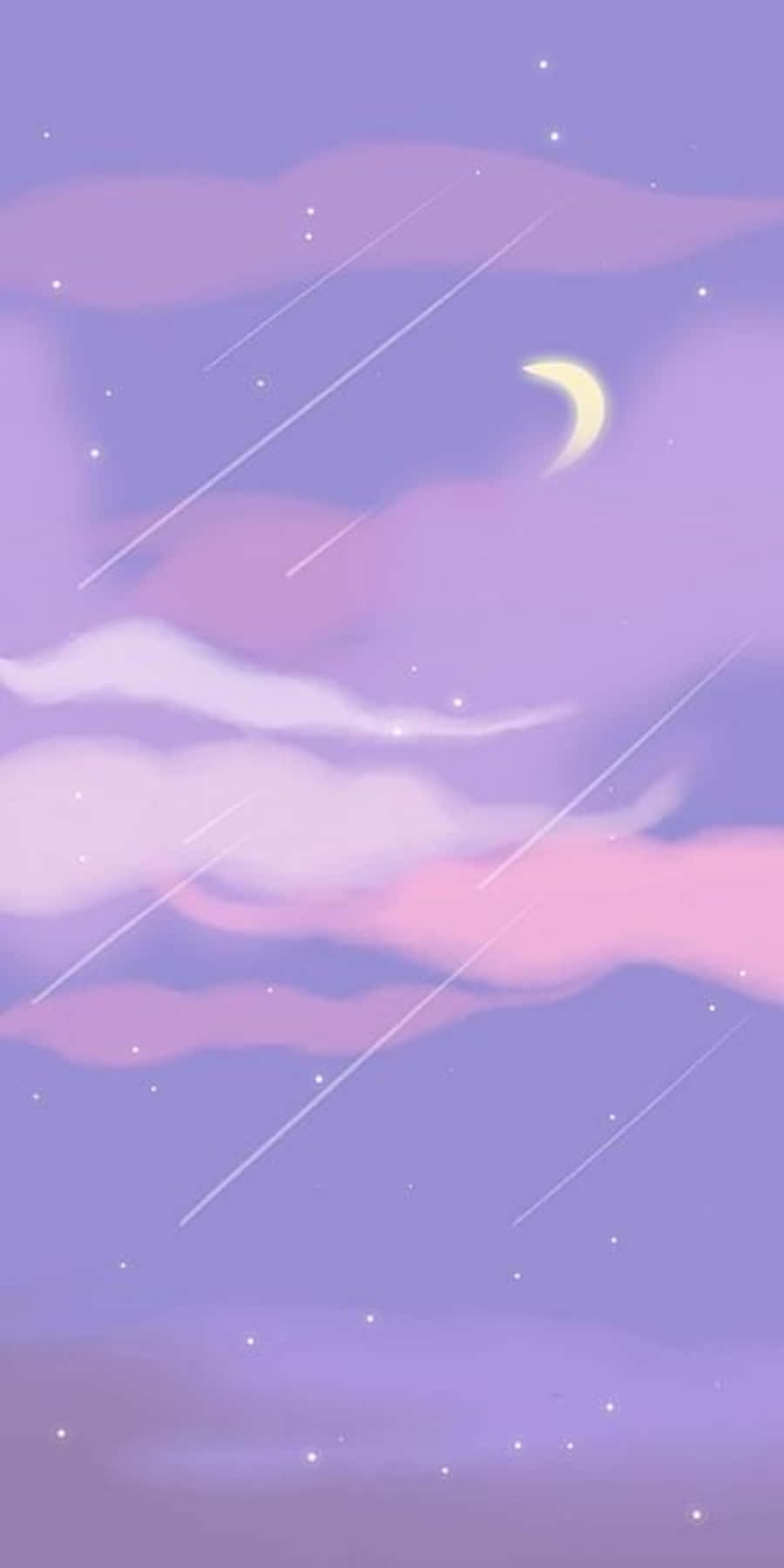 帶有月亮和星星的粉彩紫色和粉紅色天空