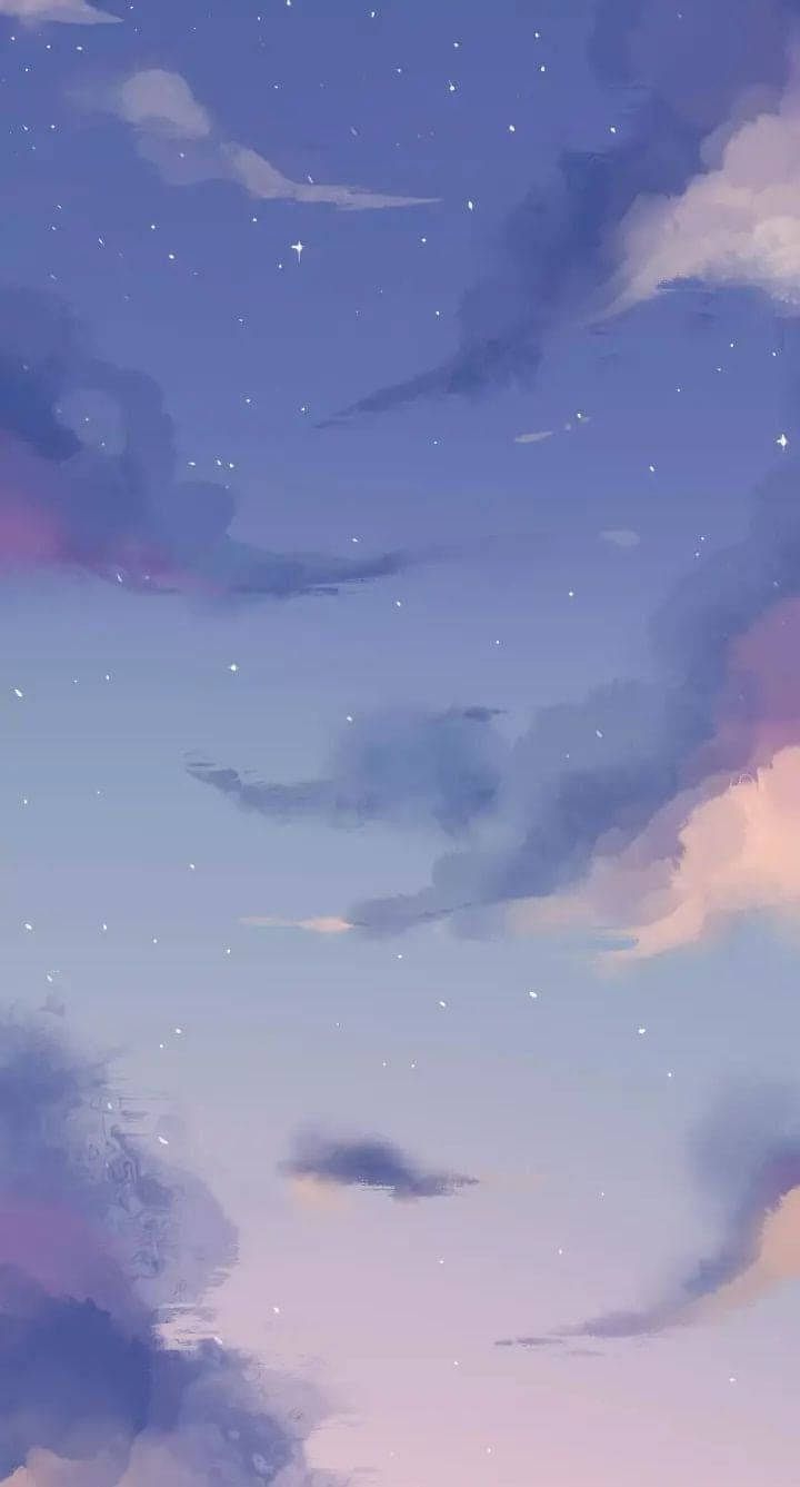 柔和紫羅蘭天空少女星系 壁紙