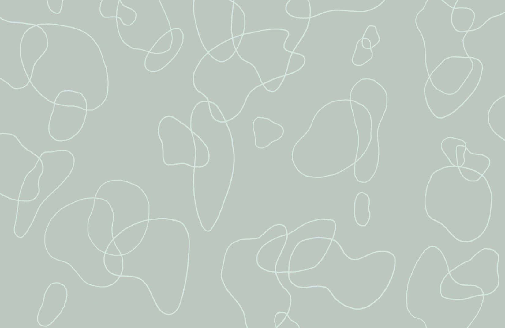 sage green aesthetic 桌布 壁紙 — 柔和鼠尾草綠色背景上流動的白色線條抽象圖案，營造出極簡現代美學。