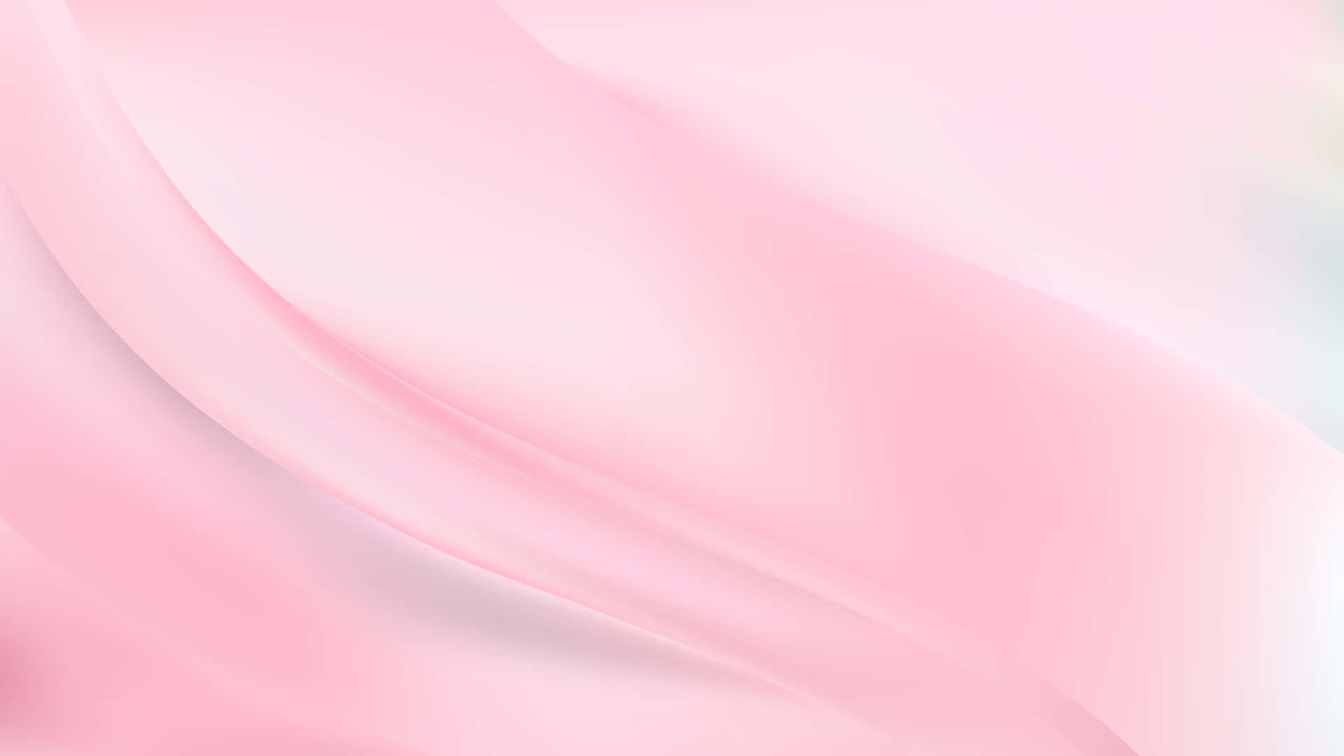 在平靜的數位藝術背景中流動的柔和粉紅色和白色抽象波浪。
