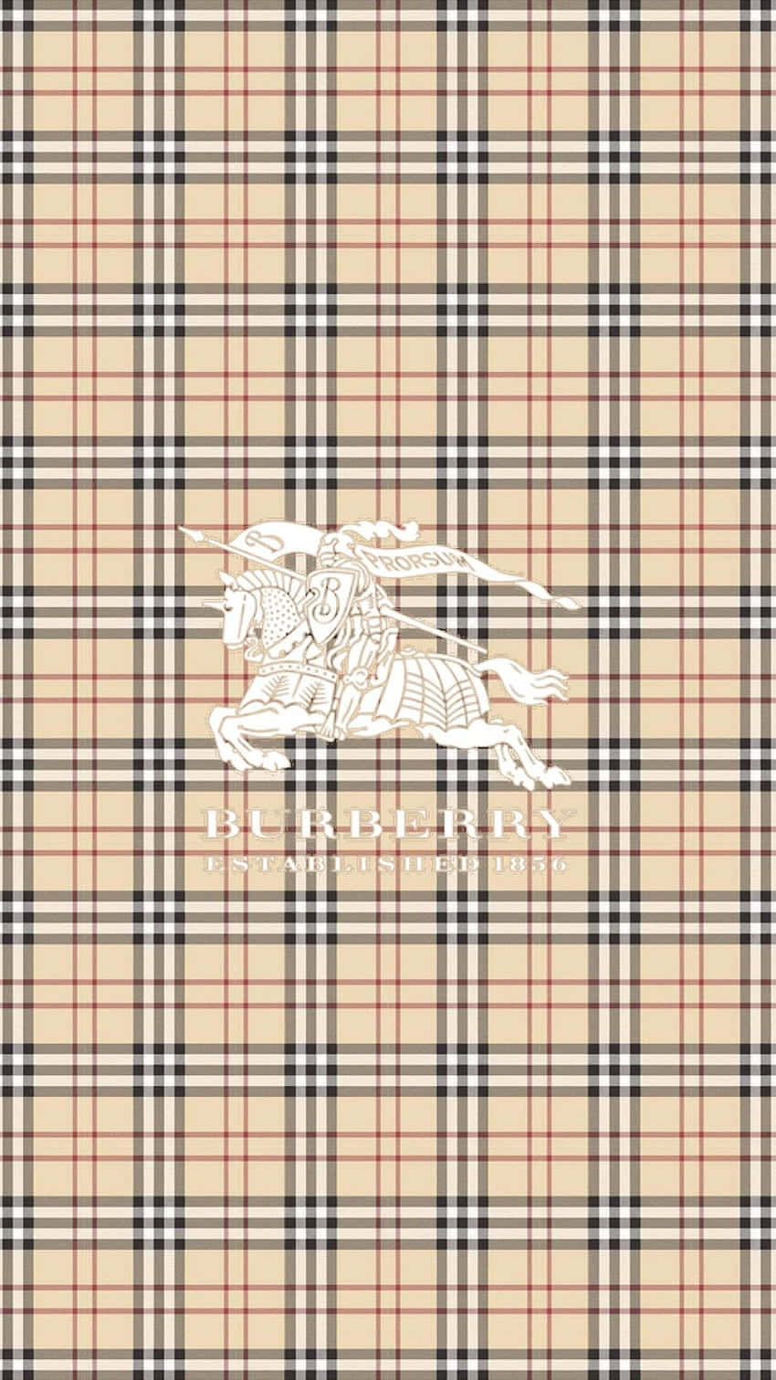 經典格紋圖案背景上的 Burberry 品牌標誌