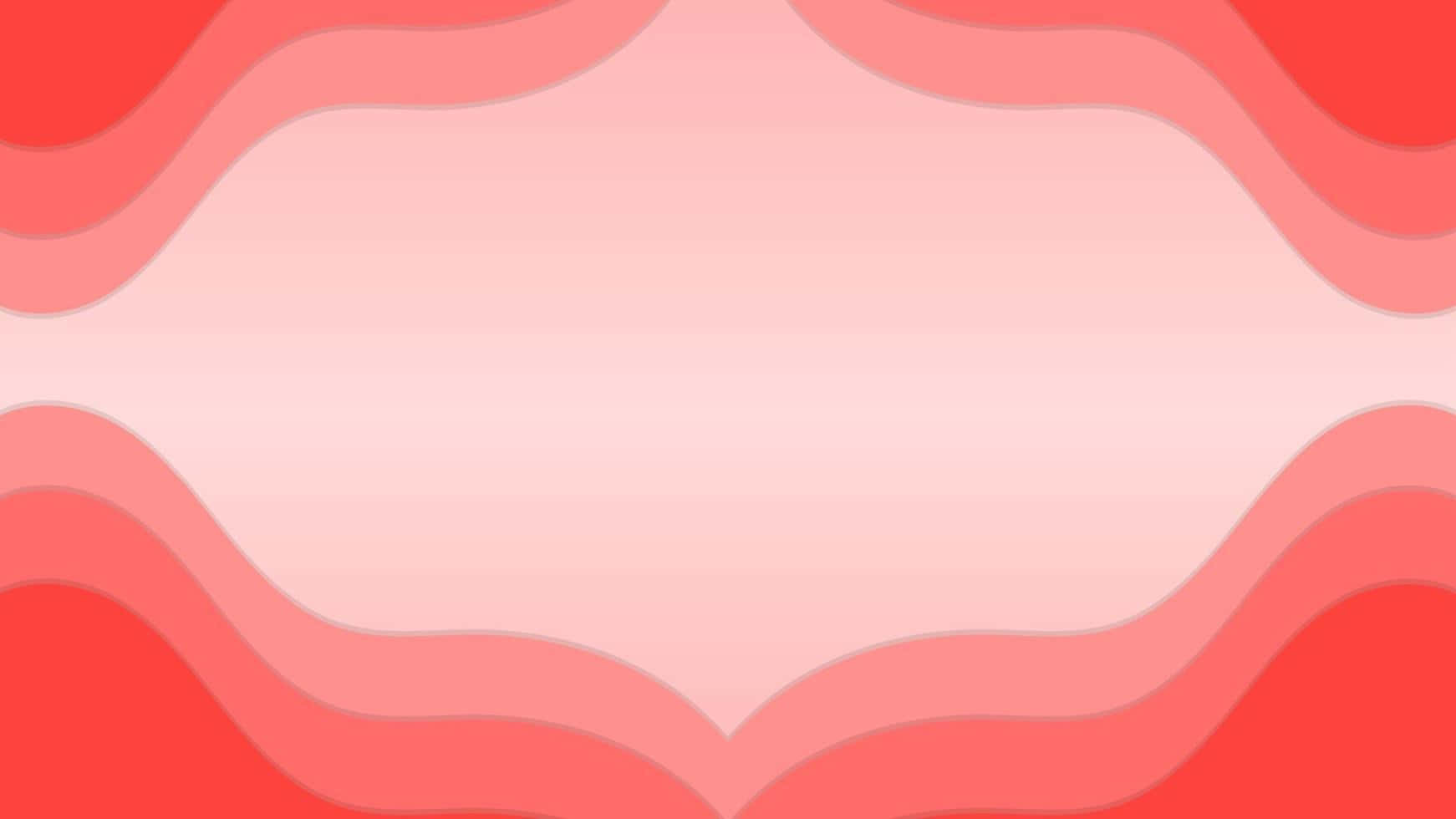 Pastel Red Aesthetic 桌布 壁紙 — 柔軟分層的珊瑚粉波浪環繞著極簡抽象設計中的空白中心。