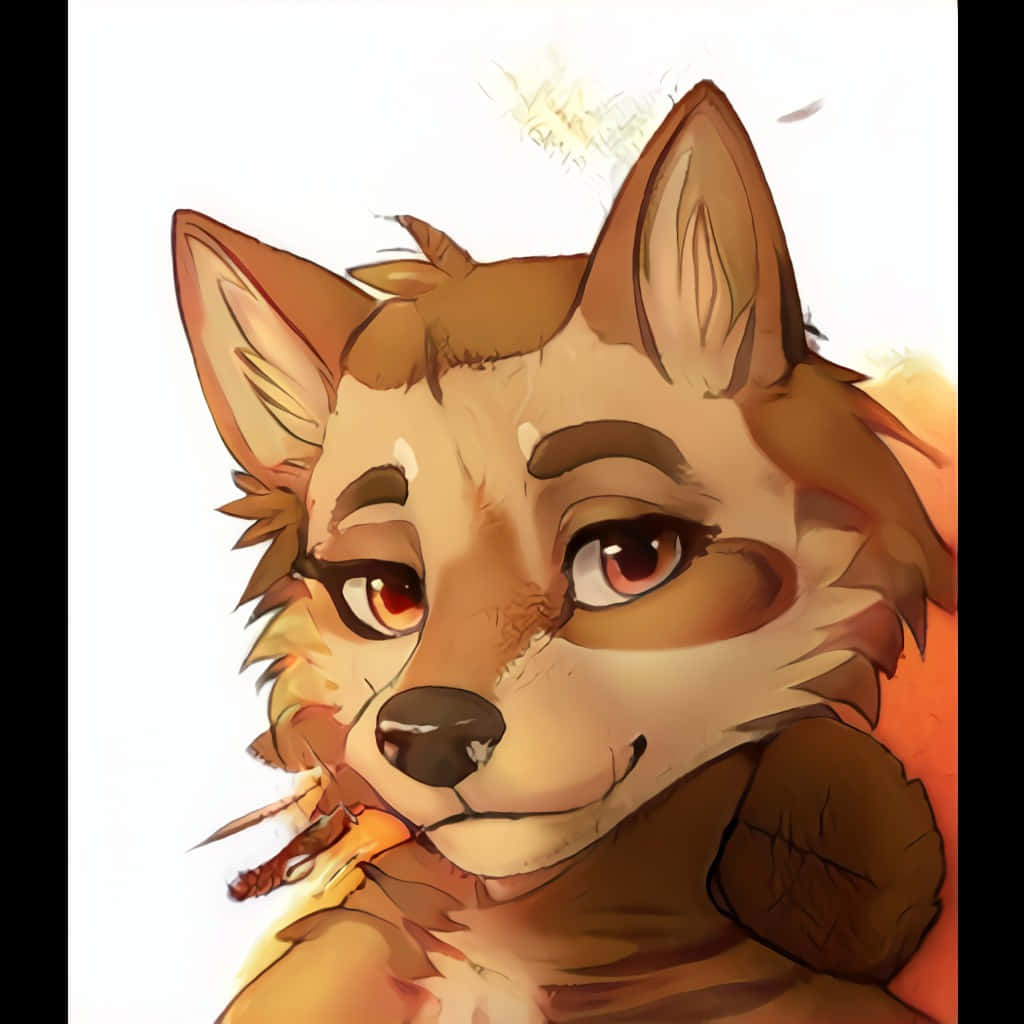 一隻可愛嘅插圖狐狸，有紅色眼睛同啡色毛髮，直視觀眾。