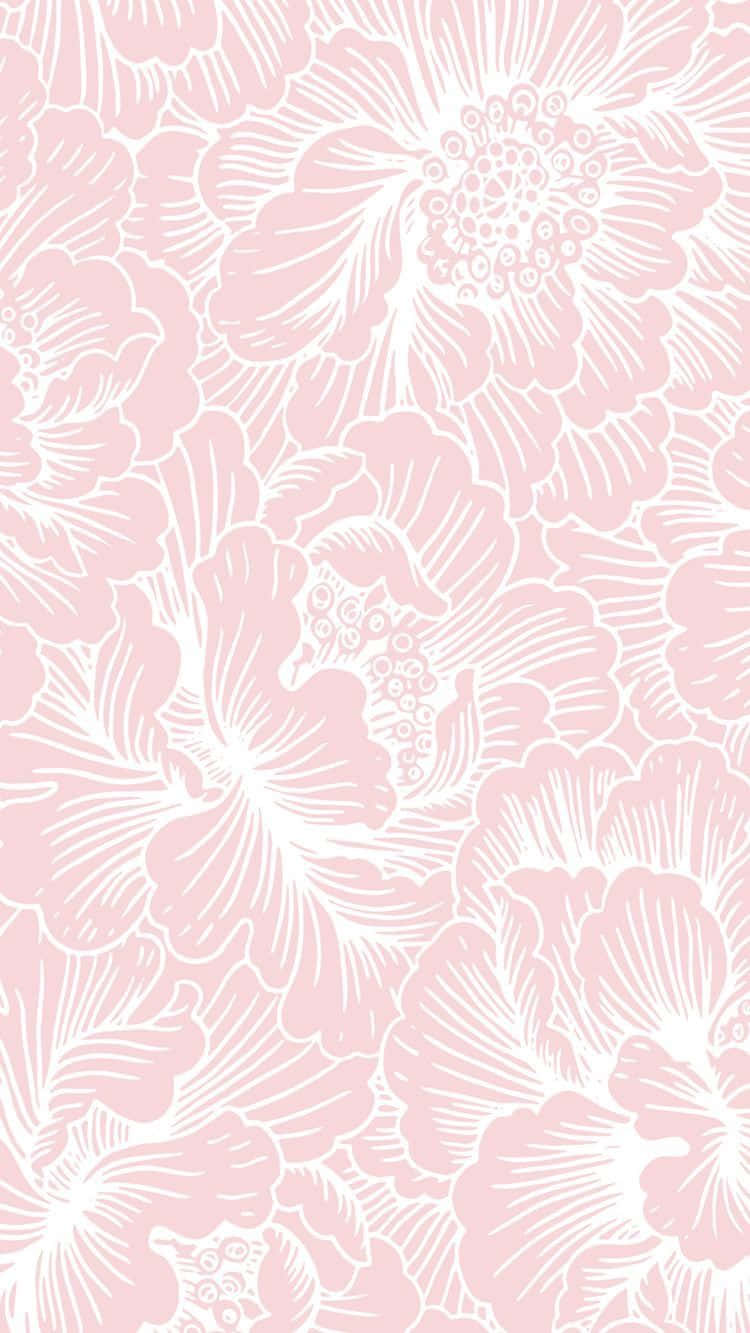 用於室內裝飾的帶有白色花卉輪廓的粉紅色牆紙。 — Pinterest GIF 壁紙