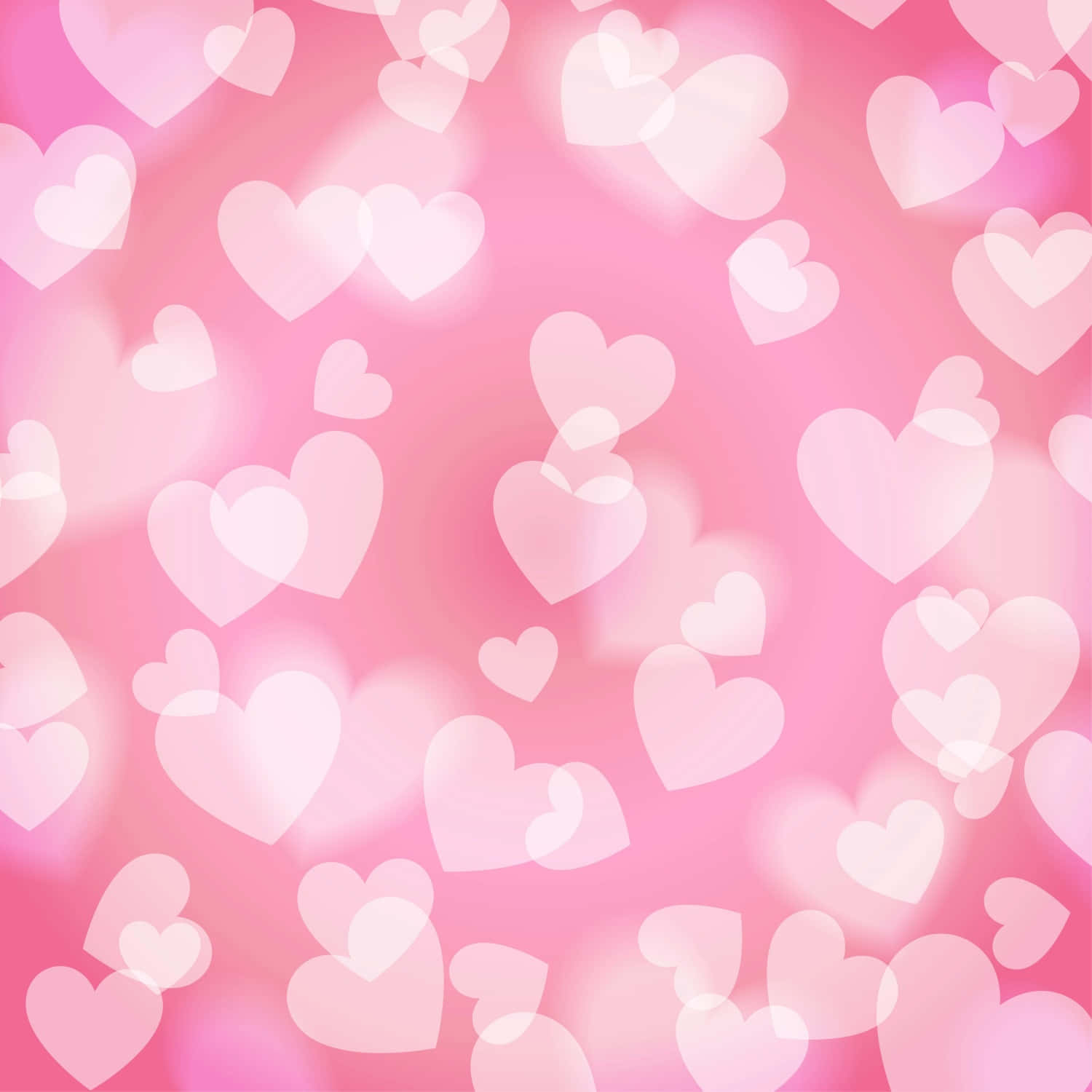 Heart Pattern 桌布 壁紙 — 柔軟的粉紅色背景，充滿了不同大小的發光半透明心形，營造出夢幻浪漫的氛圍。