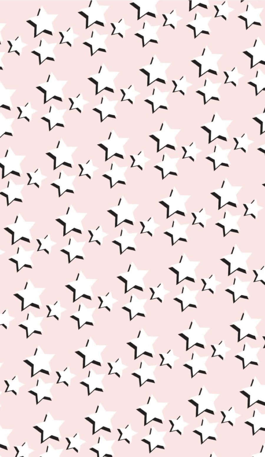 Aesthetic Star 桌布 壁紙 — 柔軟的粉紅色背景，散落著黑色輪廓的白色星星，營造出俏皮的天體圖案。