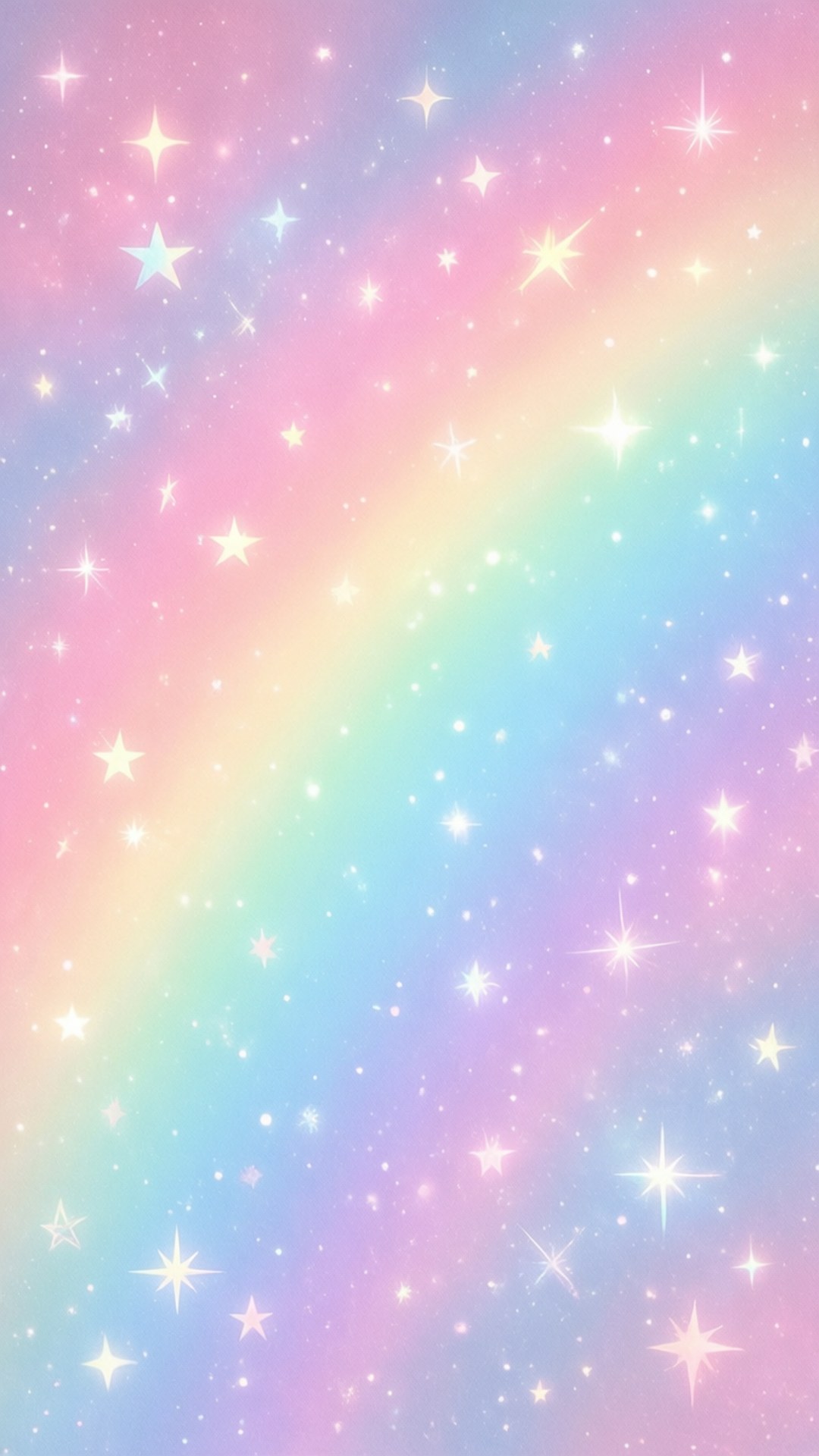 粉彩天空，星星與彩虹柔和發光