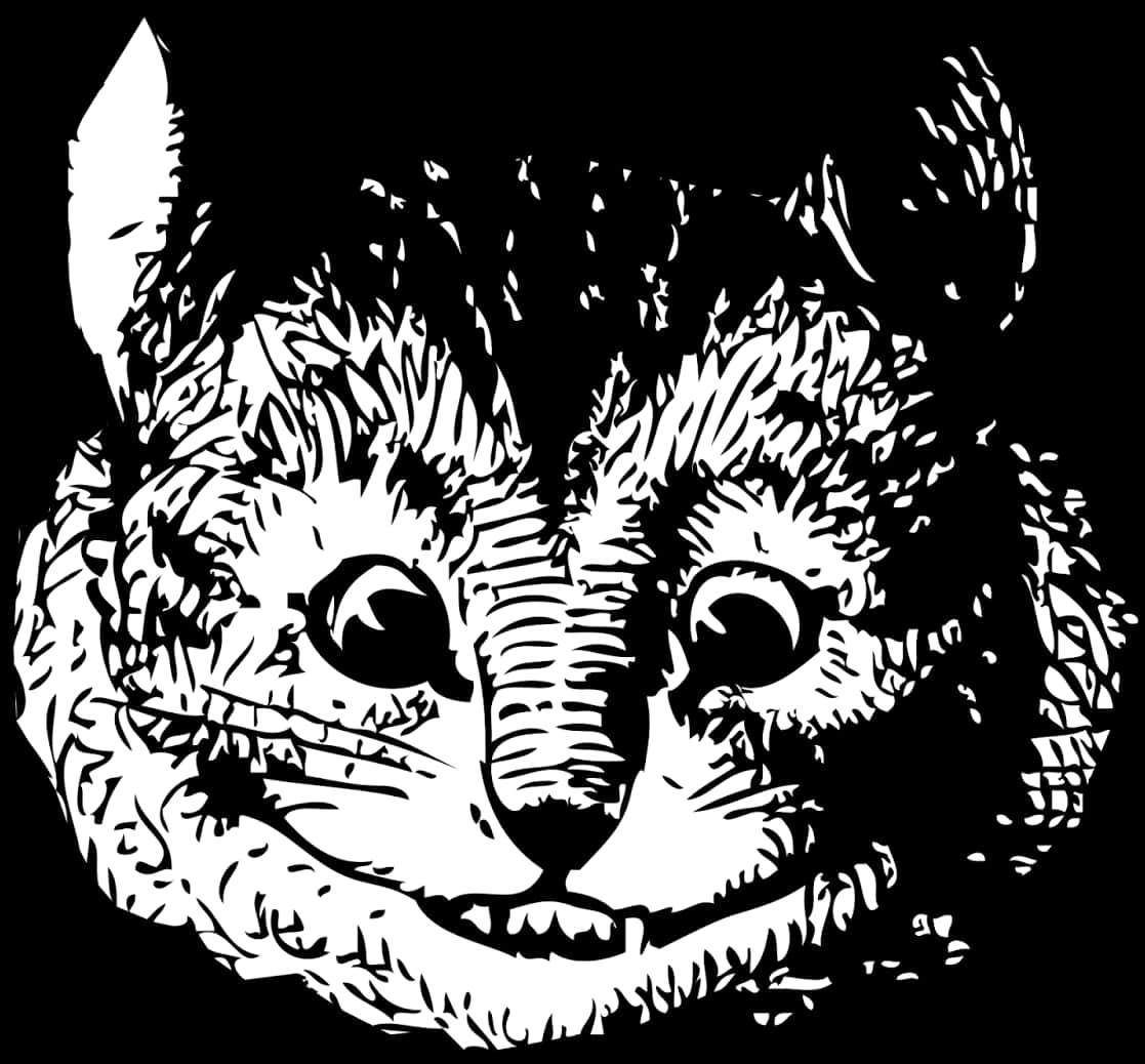 柴郡貓黑白插圖