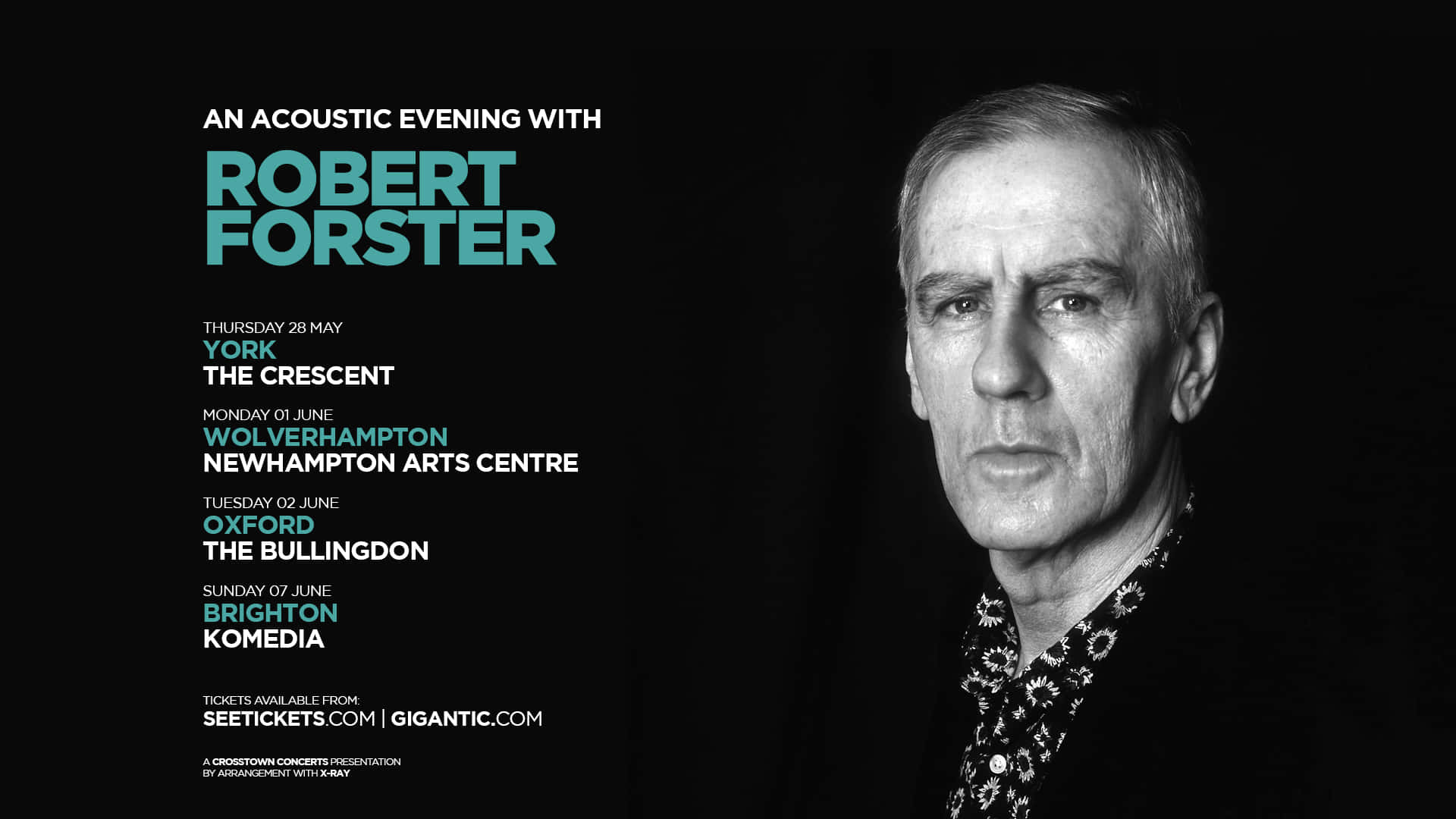 羅拔科士打原聲巡迴演唱會海報，附有音樂會日期和場地。