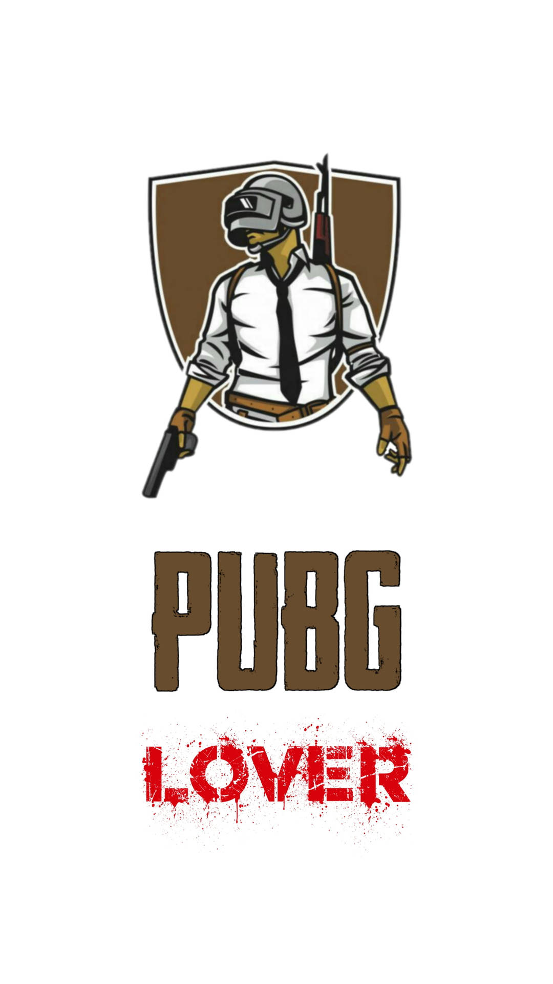 PUBG愛好者標誌，展示一個戴著頭盔和領帶的角色手持武器。