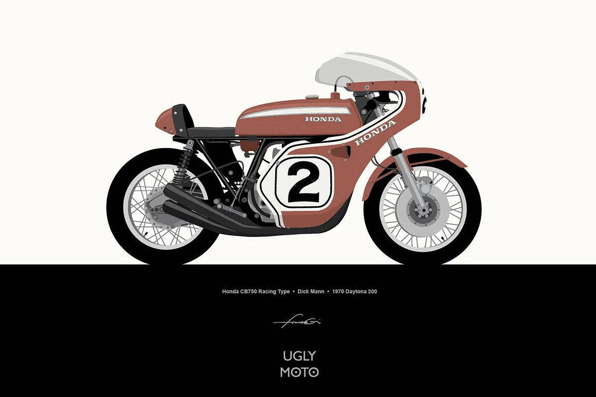 1970年Daytona 200的復古本田CB750賽車電單車，數字2。