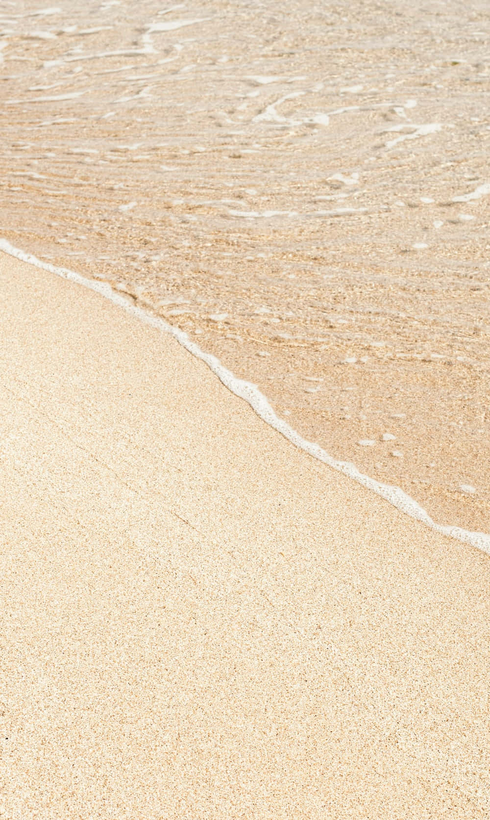 海浪輕輕地滾上金色沙灘。 — 美學白色動態圖 壁紙