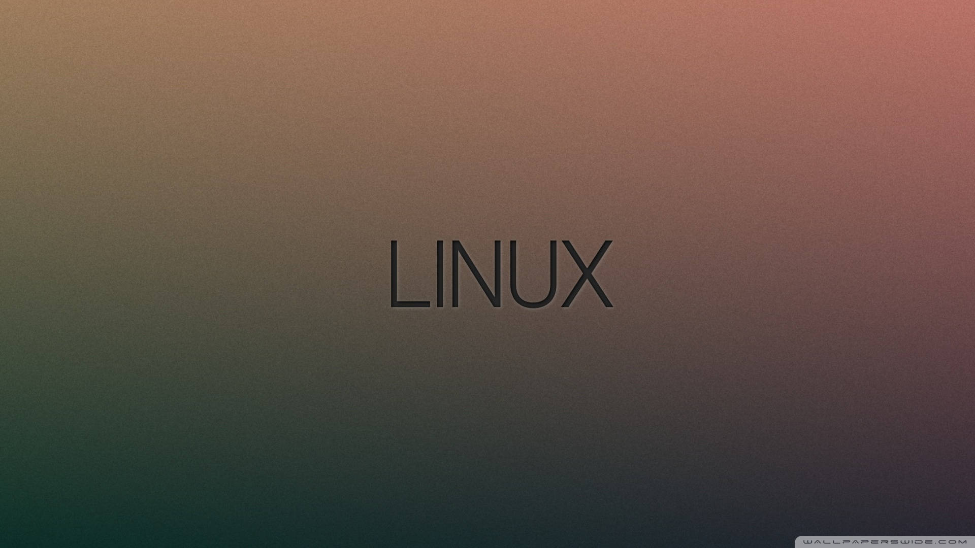 Linux 文字在從青綠色到玫瑰色的漸變背景上。