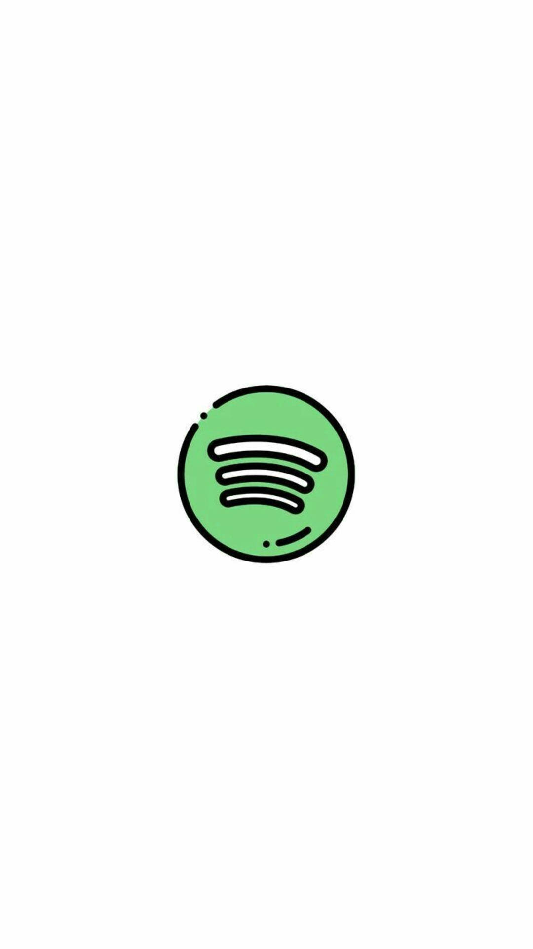 白色背景上帶黑色輪廓的綠色Spotify標誌圖標