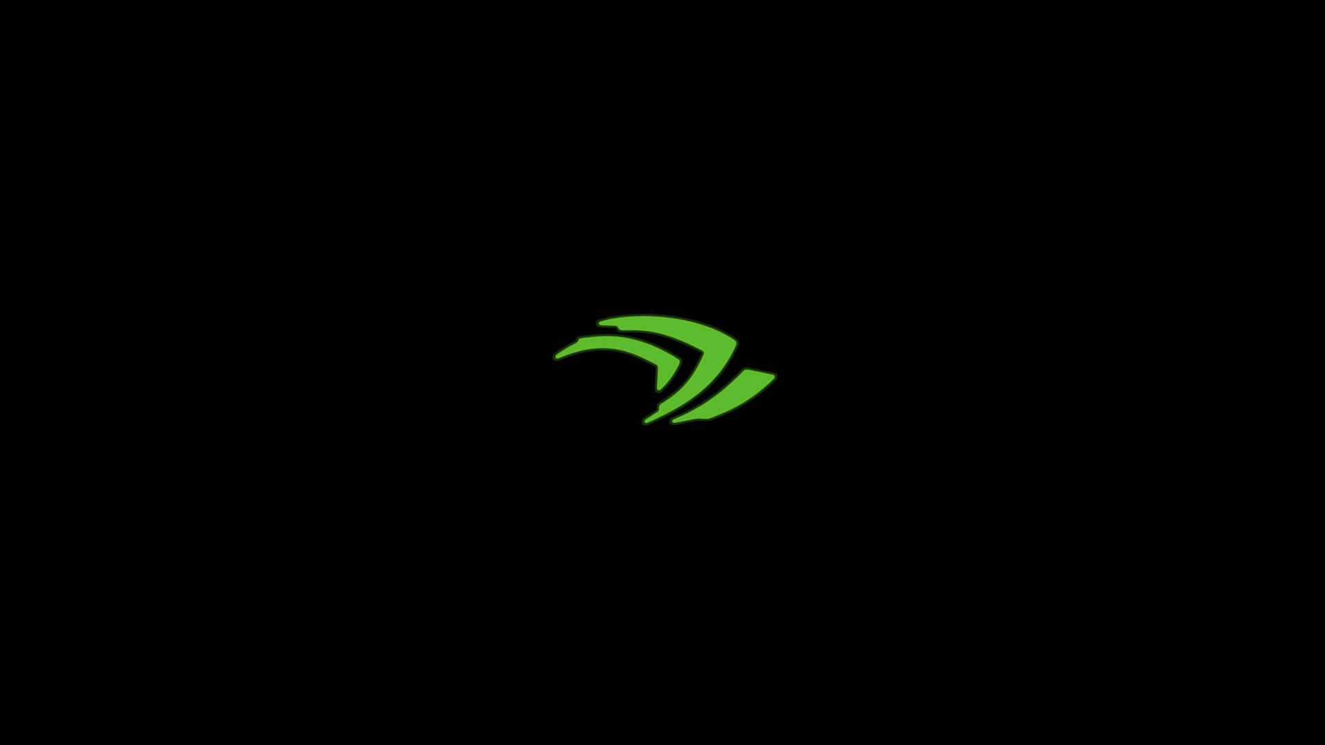 NVIDIA標誌發光綠色在黑色背景上 — 簡約桌面壁紙 壁紙
