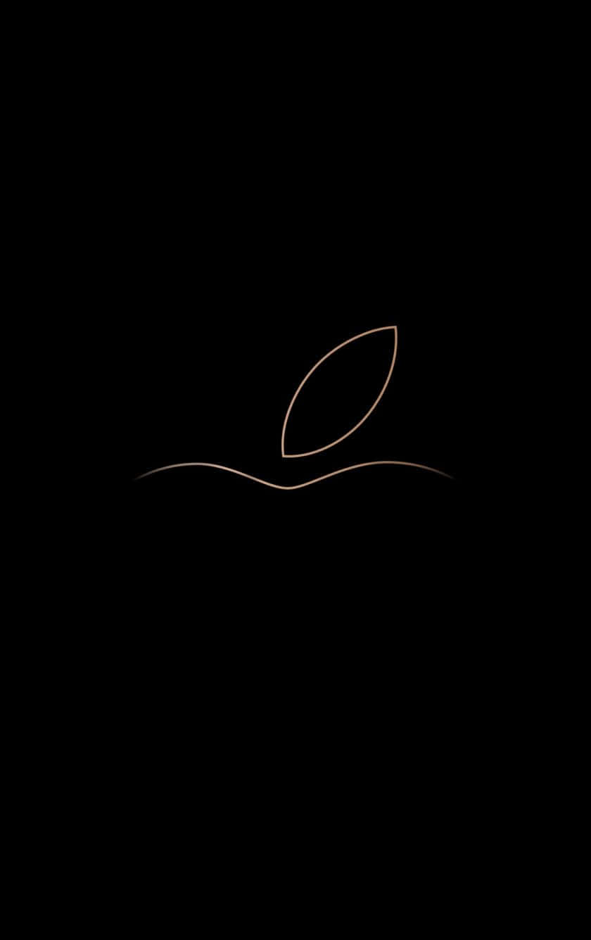 極簡主義 Apple 標誌原裝 iPhone 5s 壁紙 — 一個極簡發光葉子輪廓從一條曲線中浮現，背景為純黑色。