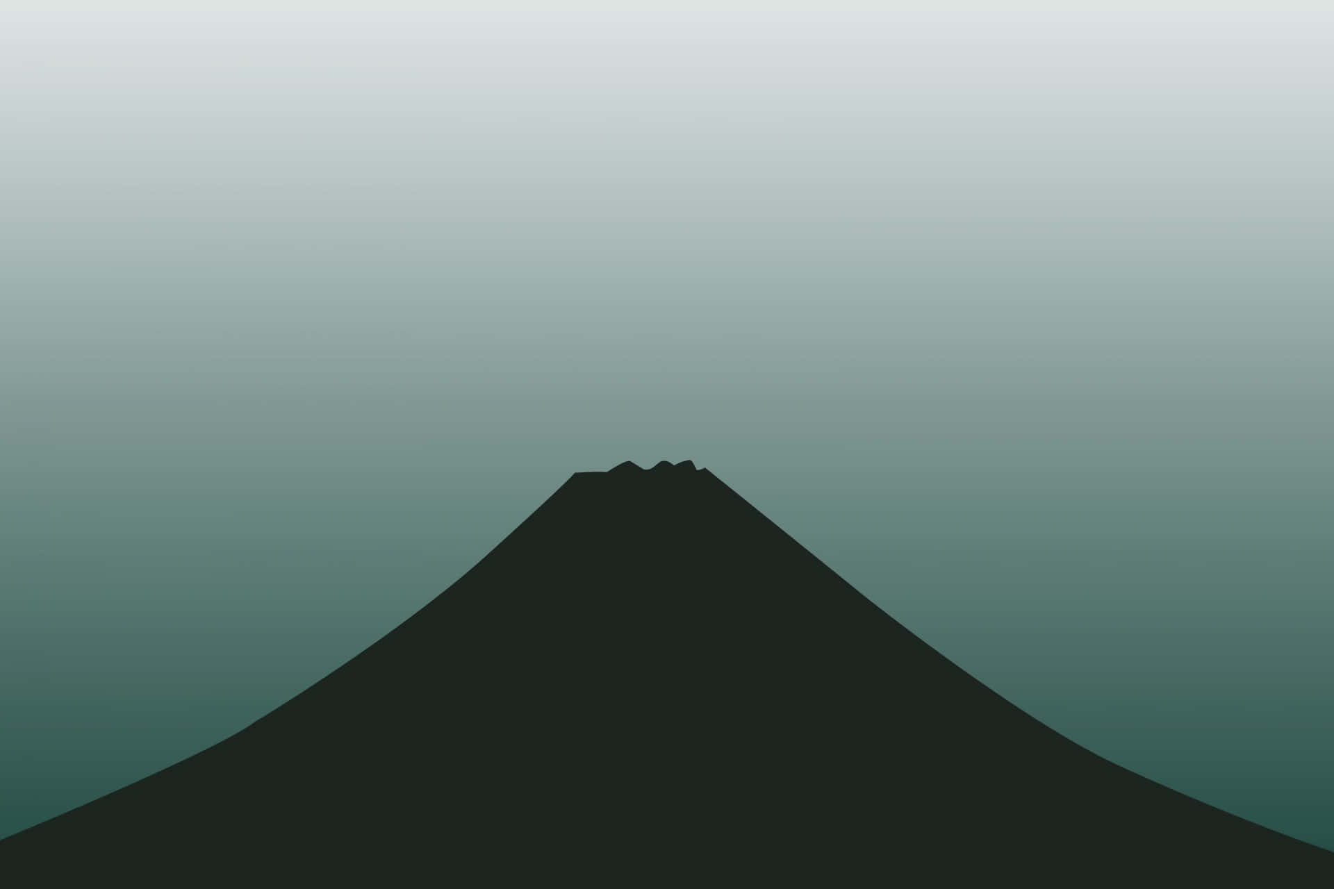 富士山在漸變青綠色天空中的剪影