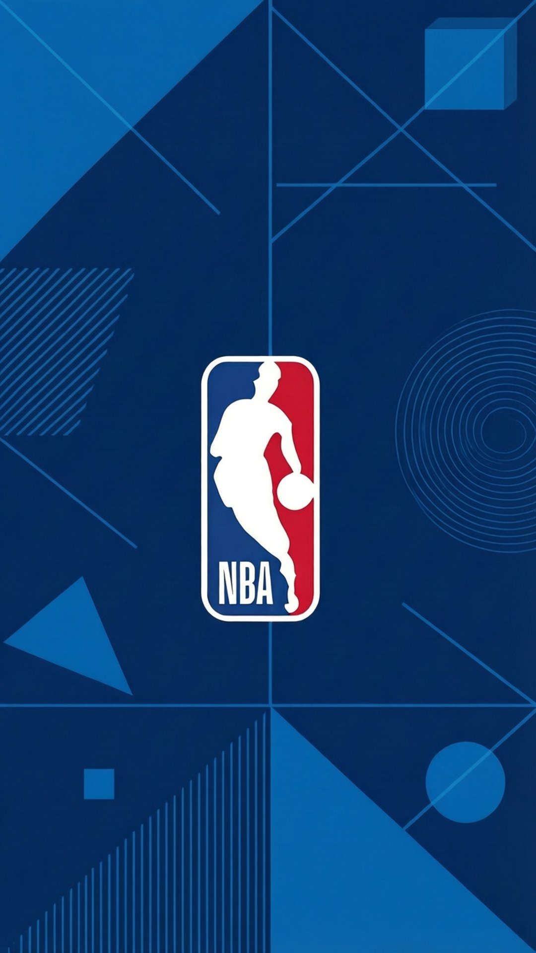 藍色幾何背景上的NBA標誌