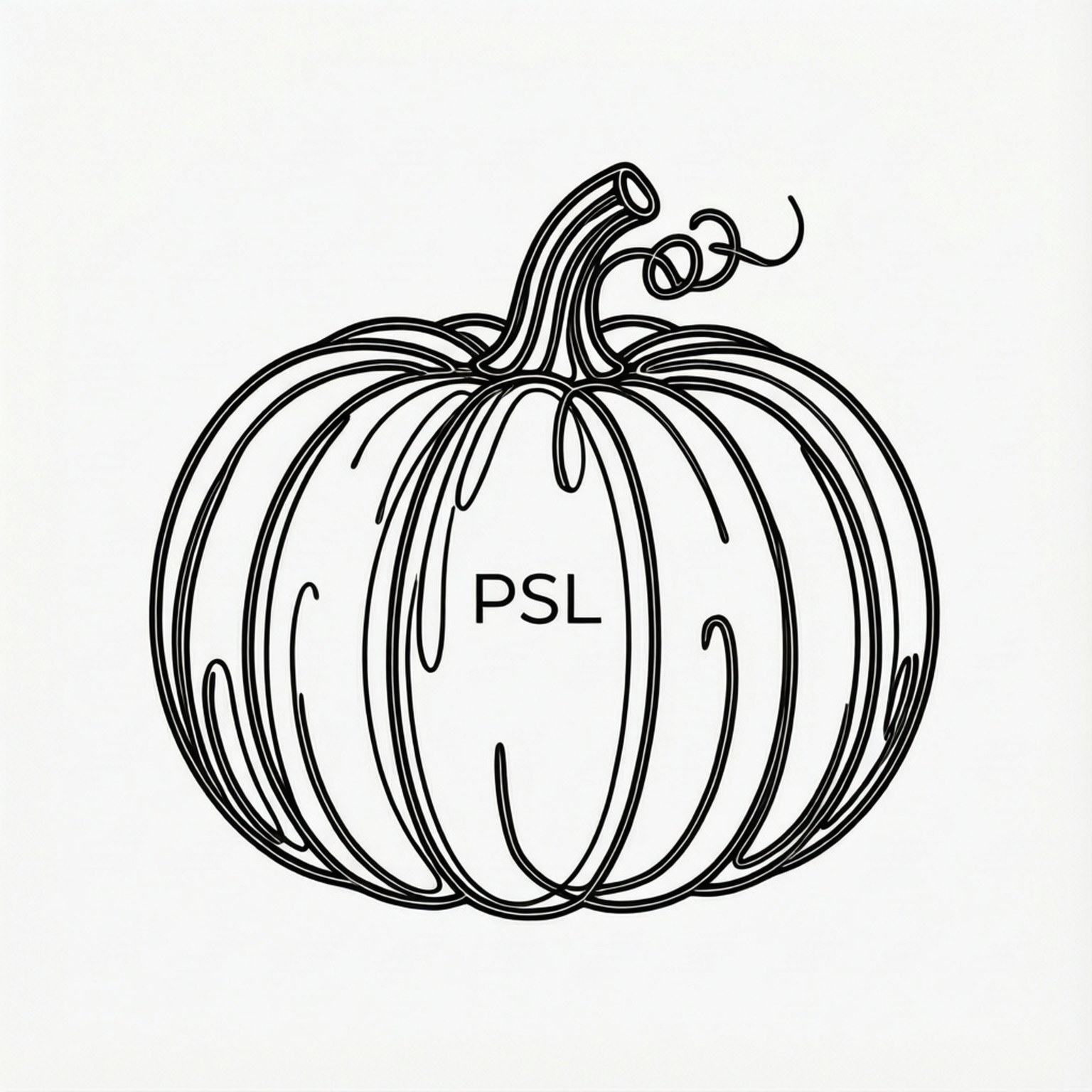 一個簡單的線條南瓜圖案，上面寫有PSL。