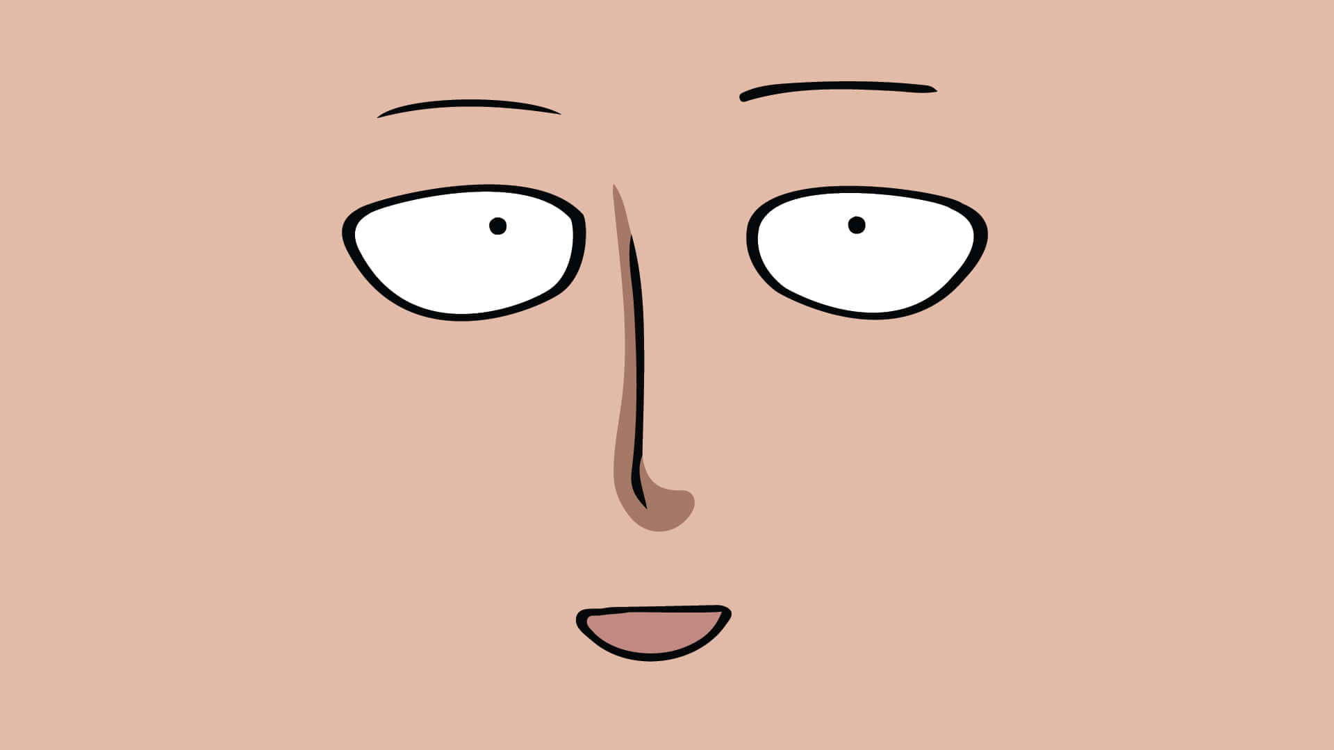 One Punch Man Minimalist 桌布 壁紙 — 極簡卡通臉，大眼睛，簡單特徵，純桃色背景。