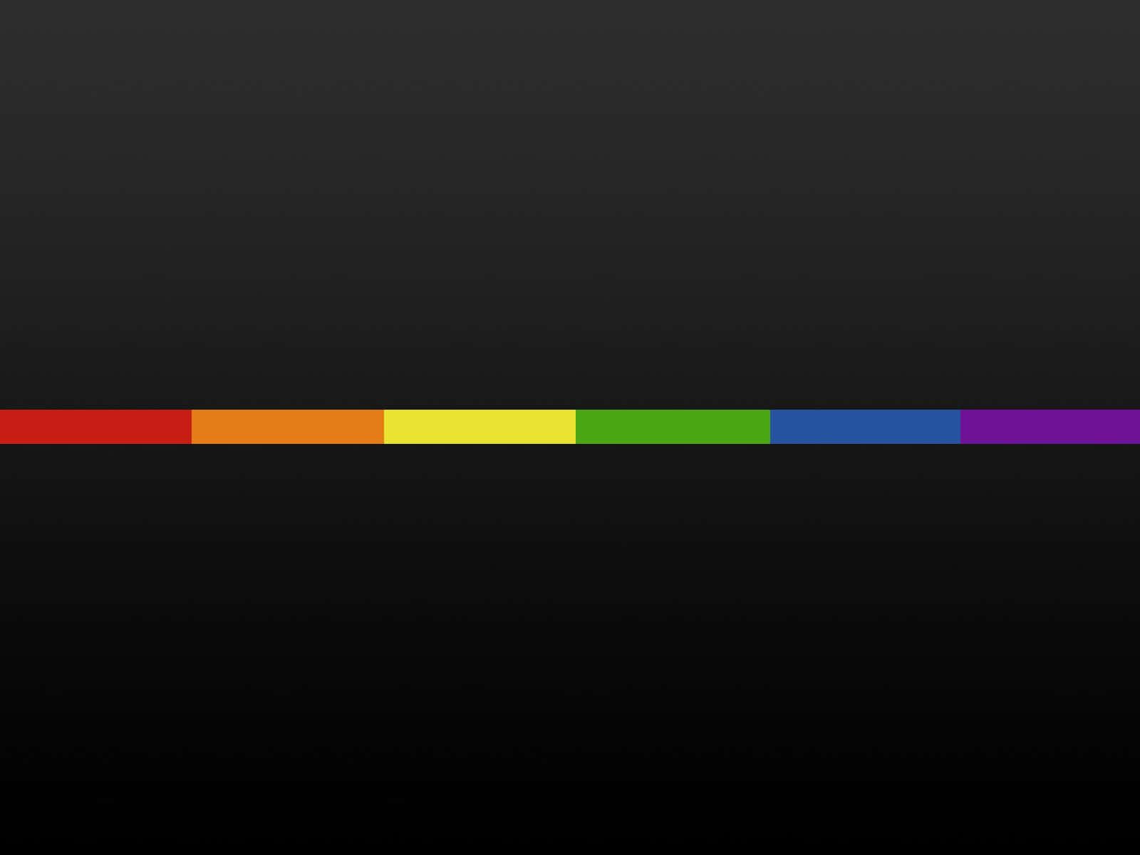 極簡可愛LGBT旗幟插畫 壁紙 — 一條水平彩虹色條，居中在深色漸變背景上。