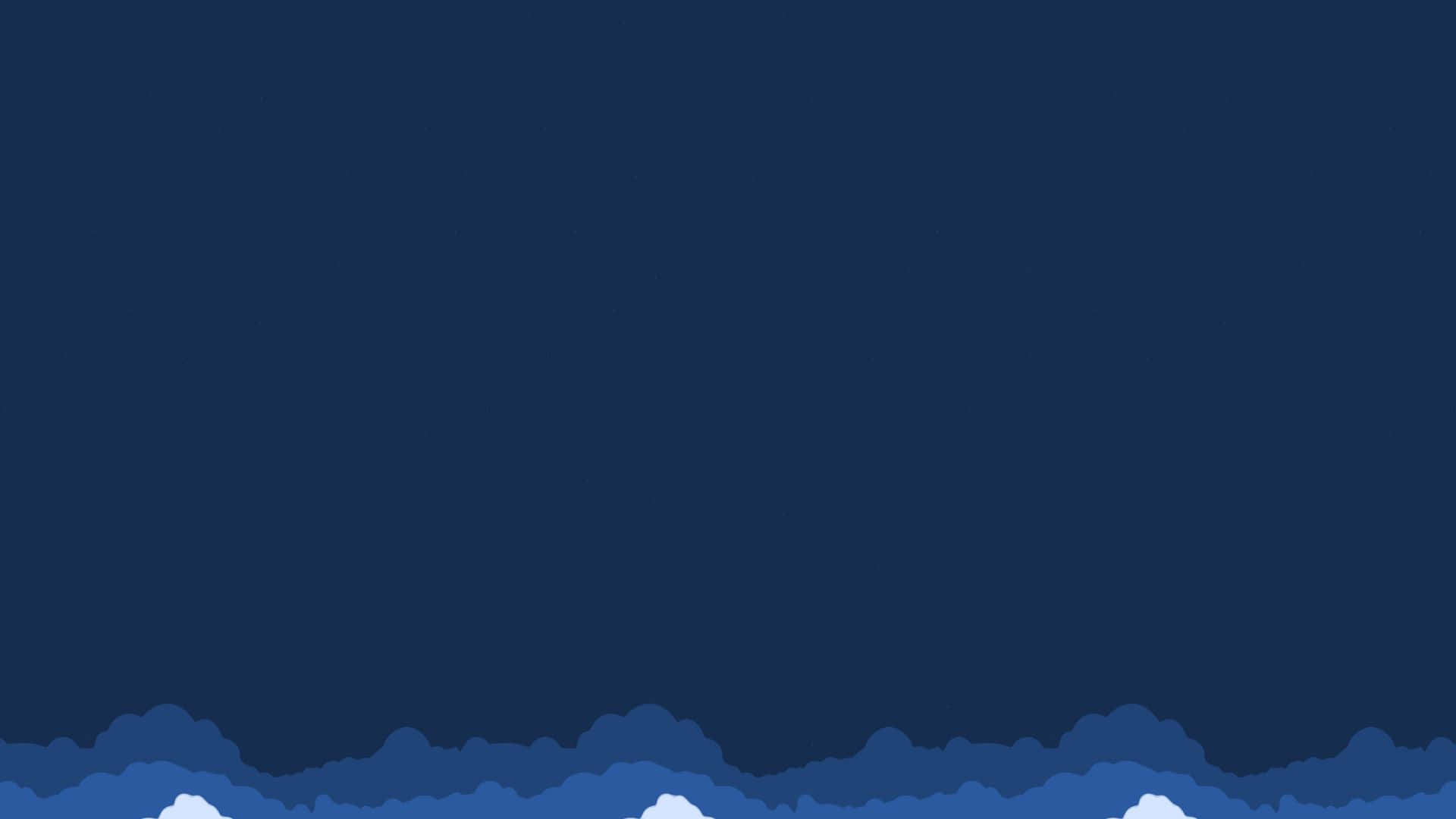 Minimalist Sky 桌布 壁紙 — 極簡抽象壁紙，以深海軍藍背景襯托層疊的藍色波浪和白色雲朵。