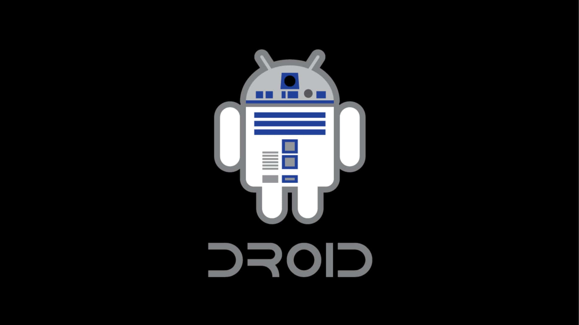 Android機械人吉祥物，風格類似R2-D2，下方有「DROID」文字。