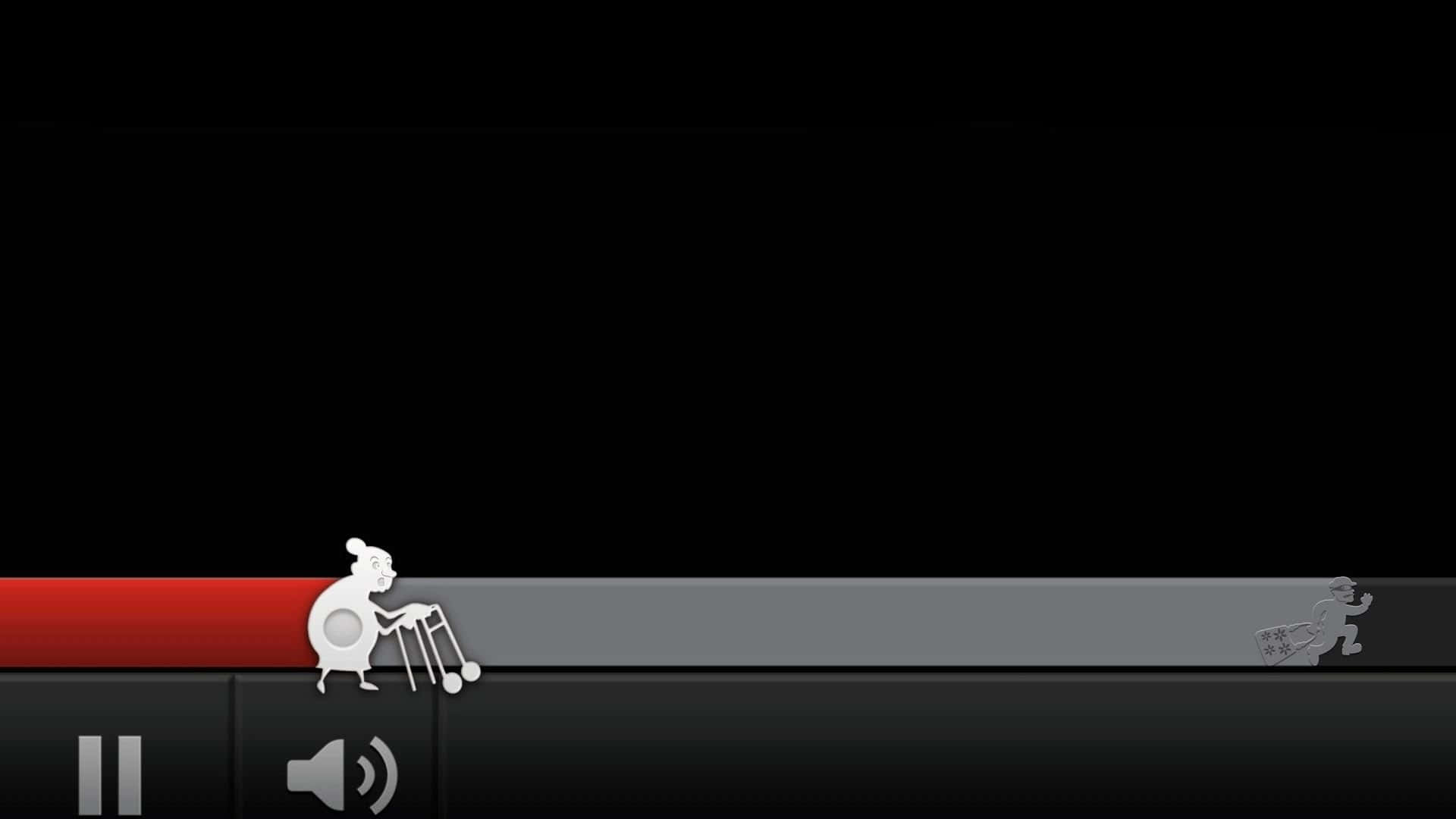Video Buffering 桌布 壁紙 — 極簡數位音樂播放器介面，在深色背景上帶有風格化的白色圖標和紅色進度條。